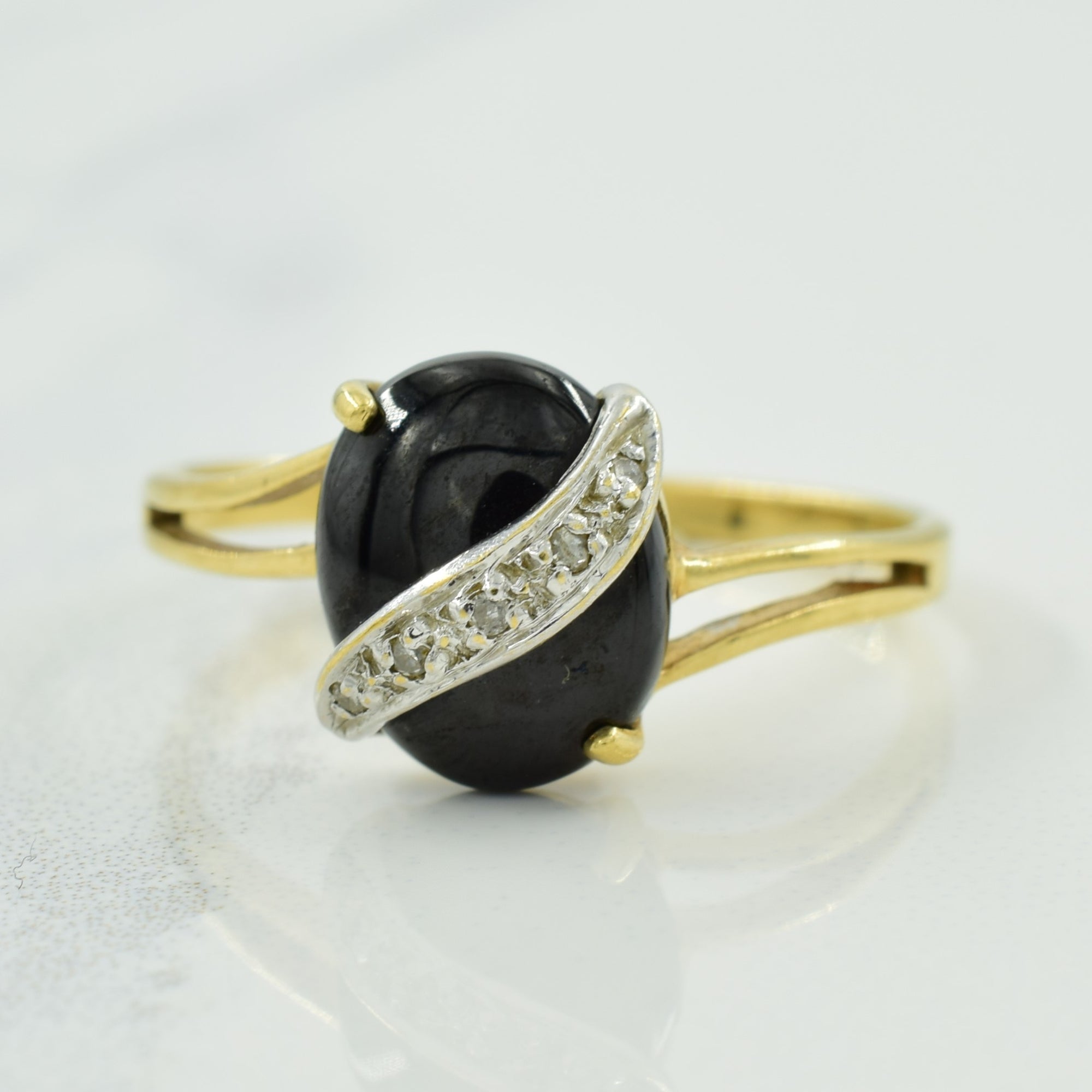 Black Onyx & Diamond Bypass Ring | 1.40ct, 0.03ctw | SZ 8 |