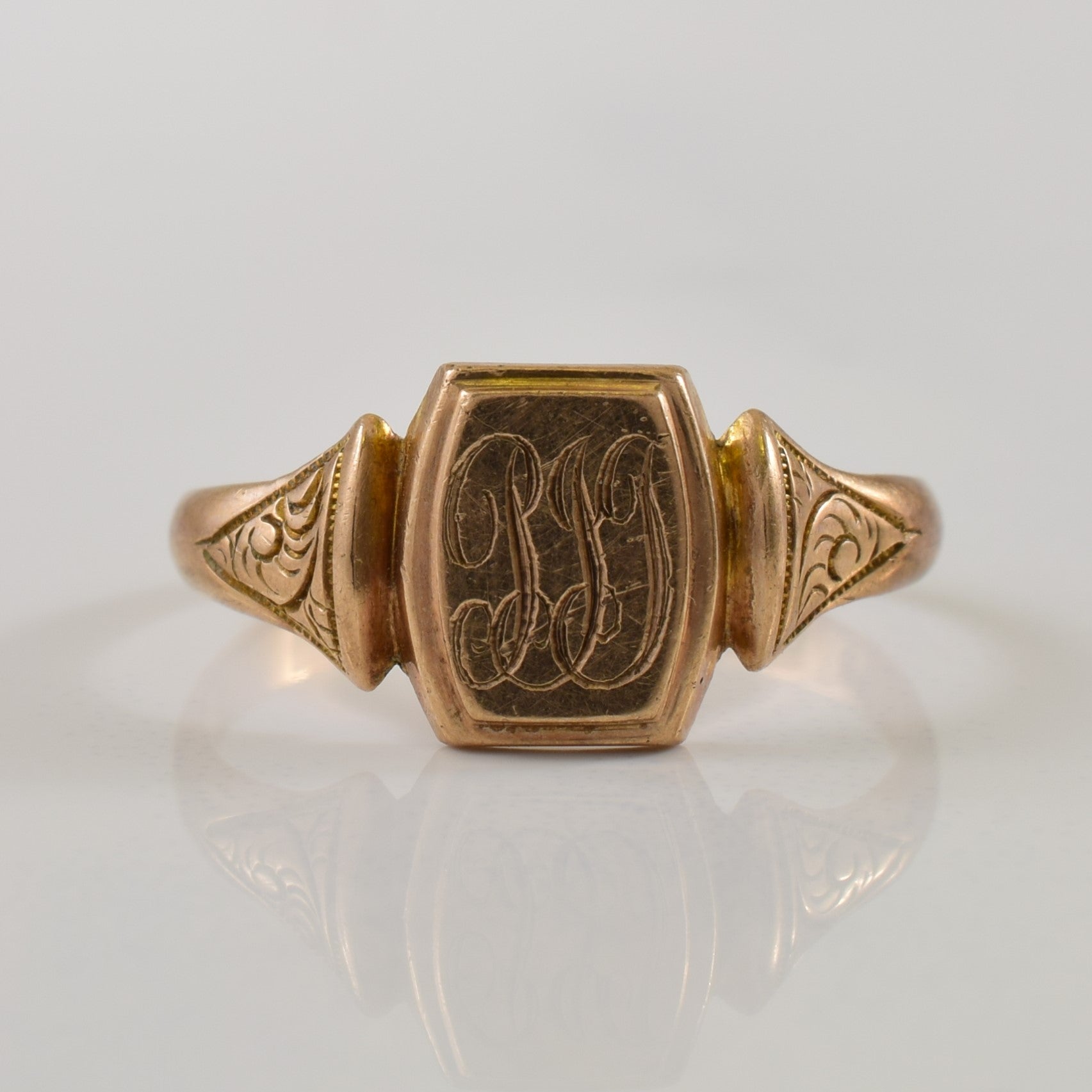 Bague chevalière en or jaune 9 carats de Birmingham, 1931, avec initiales | Taille 5 | 