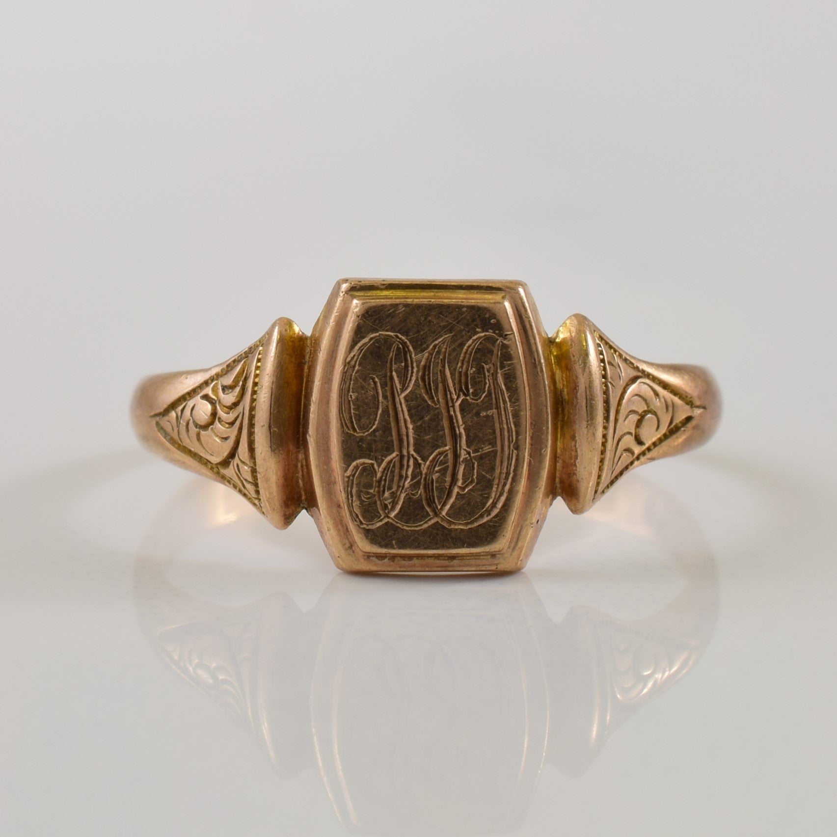 1931 Birmingham 9k Yellow Gold Initialed Signet Ring | SZ 5 |