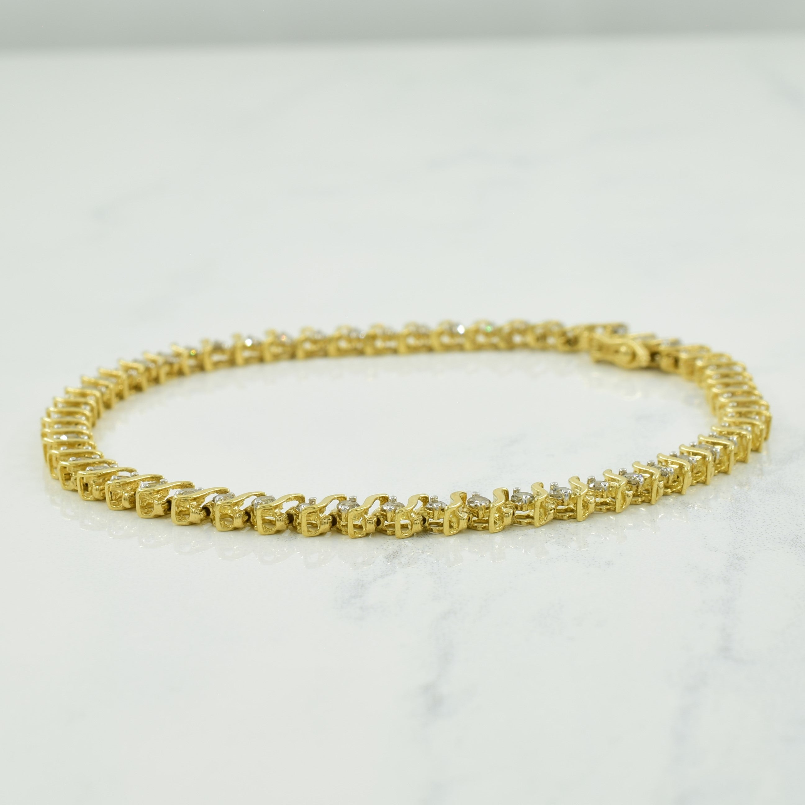 Diamond Yellow Gold 10k Bracelet | 2.00ctw | 8" |