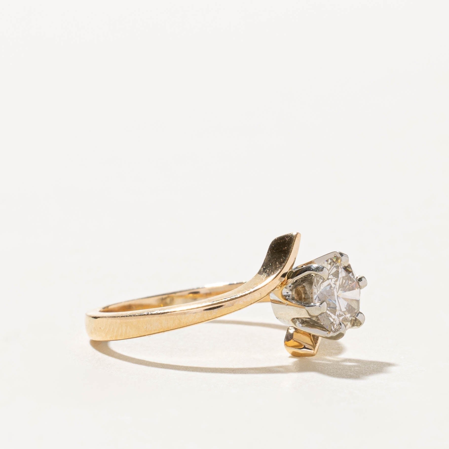 14k Solitaire Diamond Bypass Engagement Ring | 0.87ct | SZ 6