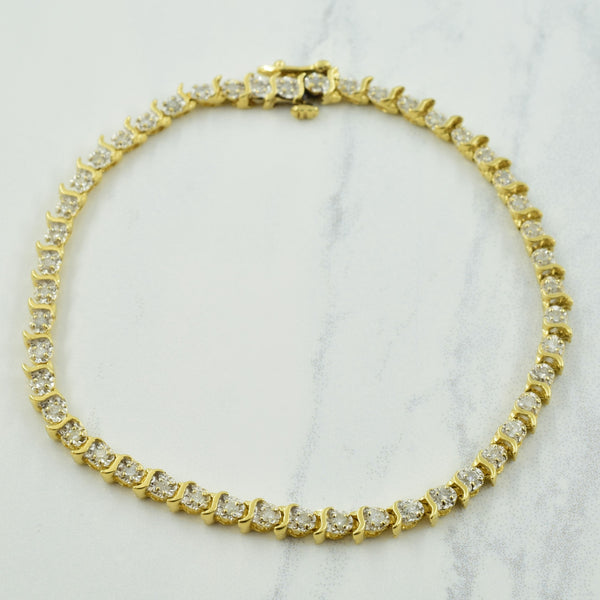 Diamond Tennis 14K Yellow Gold Bracelet | 1.20ctw | 7.5