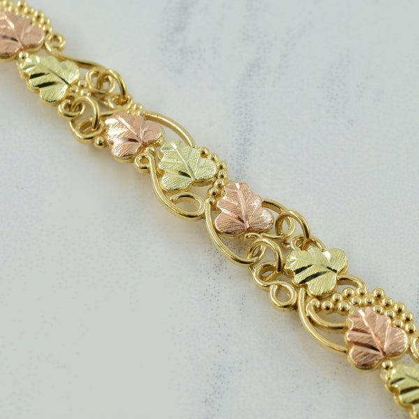 10k Yellow & Rose Gold Leaf Bracelet | 7
