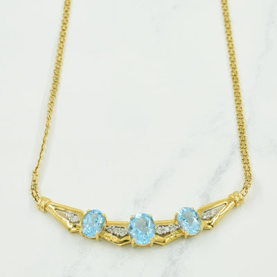 Blue Topaz & Diamond Necklace | 4.60ctw, 0.20ctw | 14
