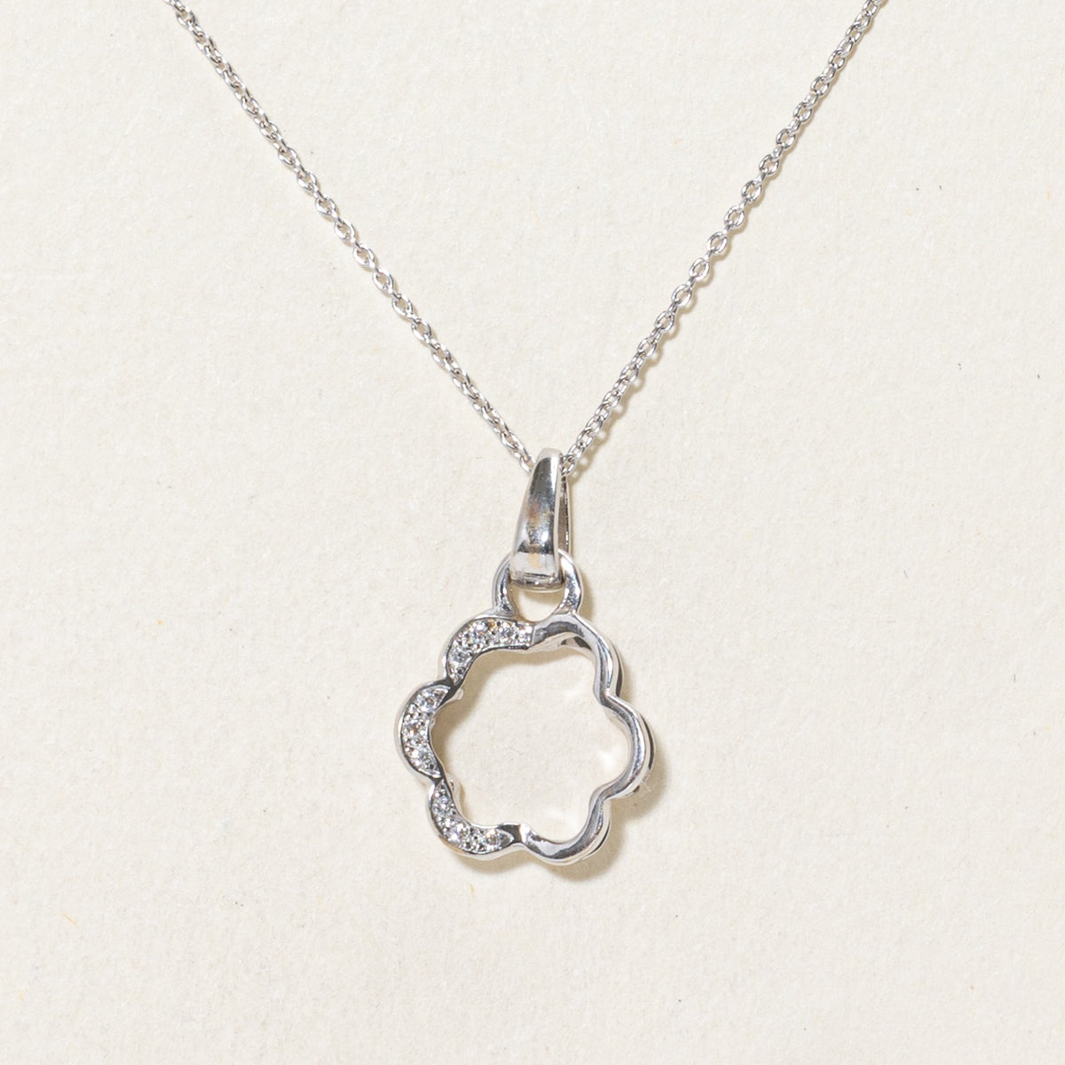 18k Accent Diamond Floral Pendant Necklace | 16"