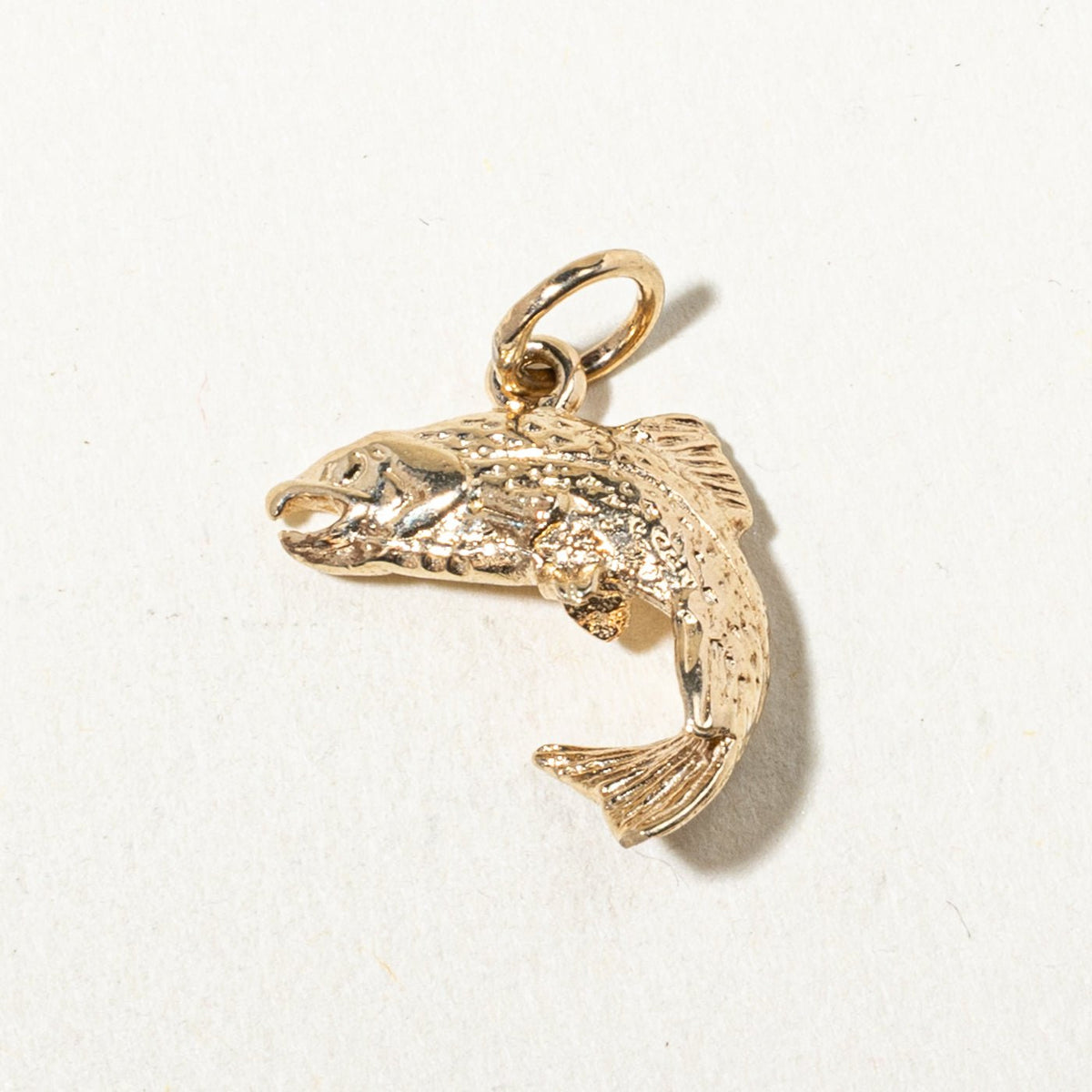10k Yellow Gold Textured Salmon Charm