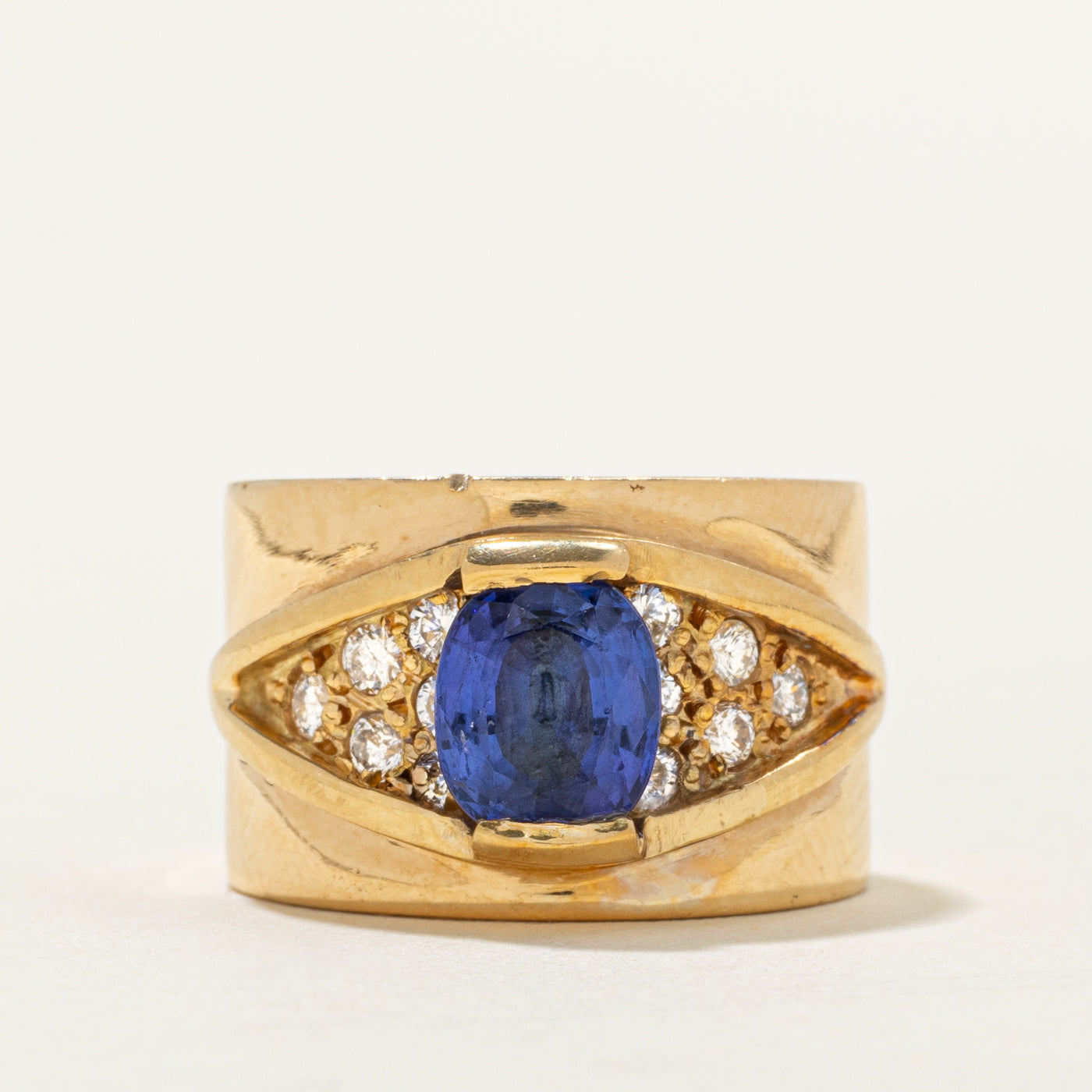 Tanzanite & Diamond Eye Cigar Band | 1.30ct, 0.30ctw | SZ 4.75 |