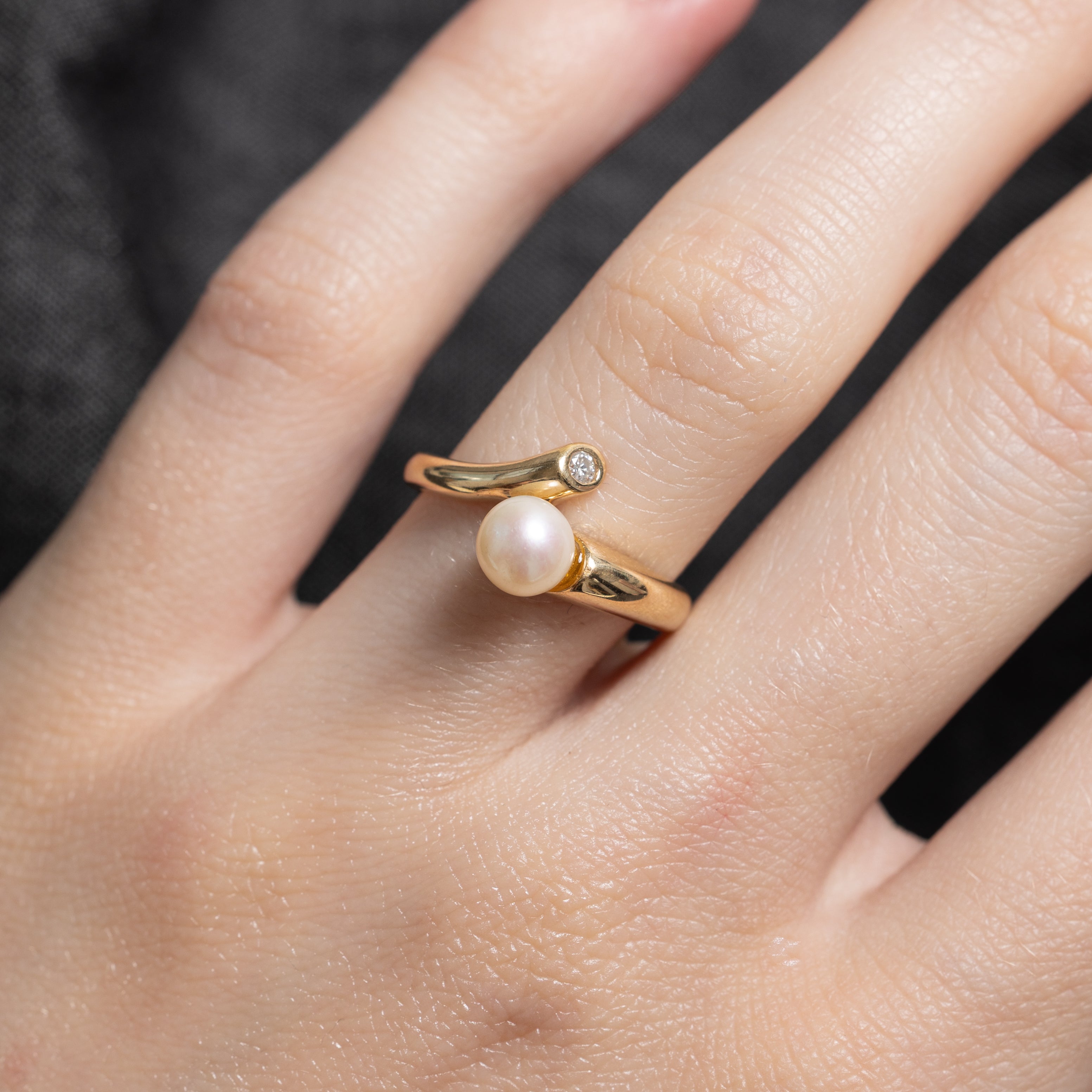 Bypass Diamond & Pearl Ring | 0.04ct | SZ 6