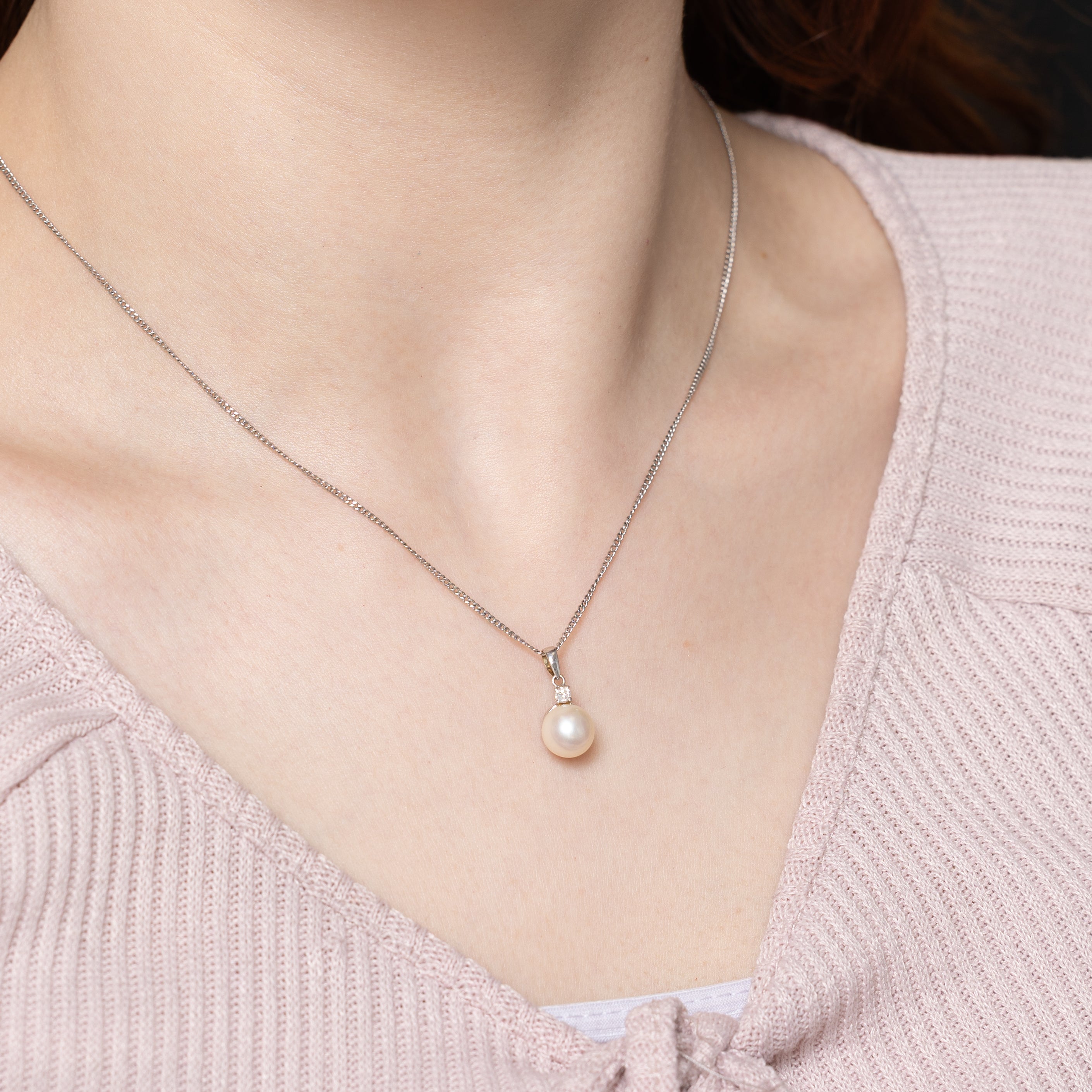 Pearl & Diamond Drop Pendant | 0.06ct |