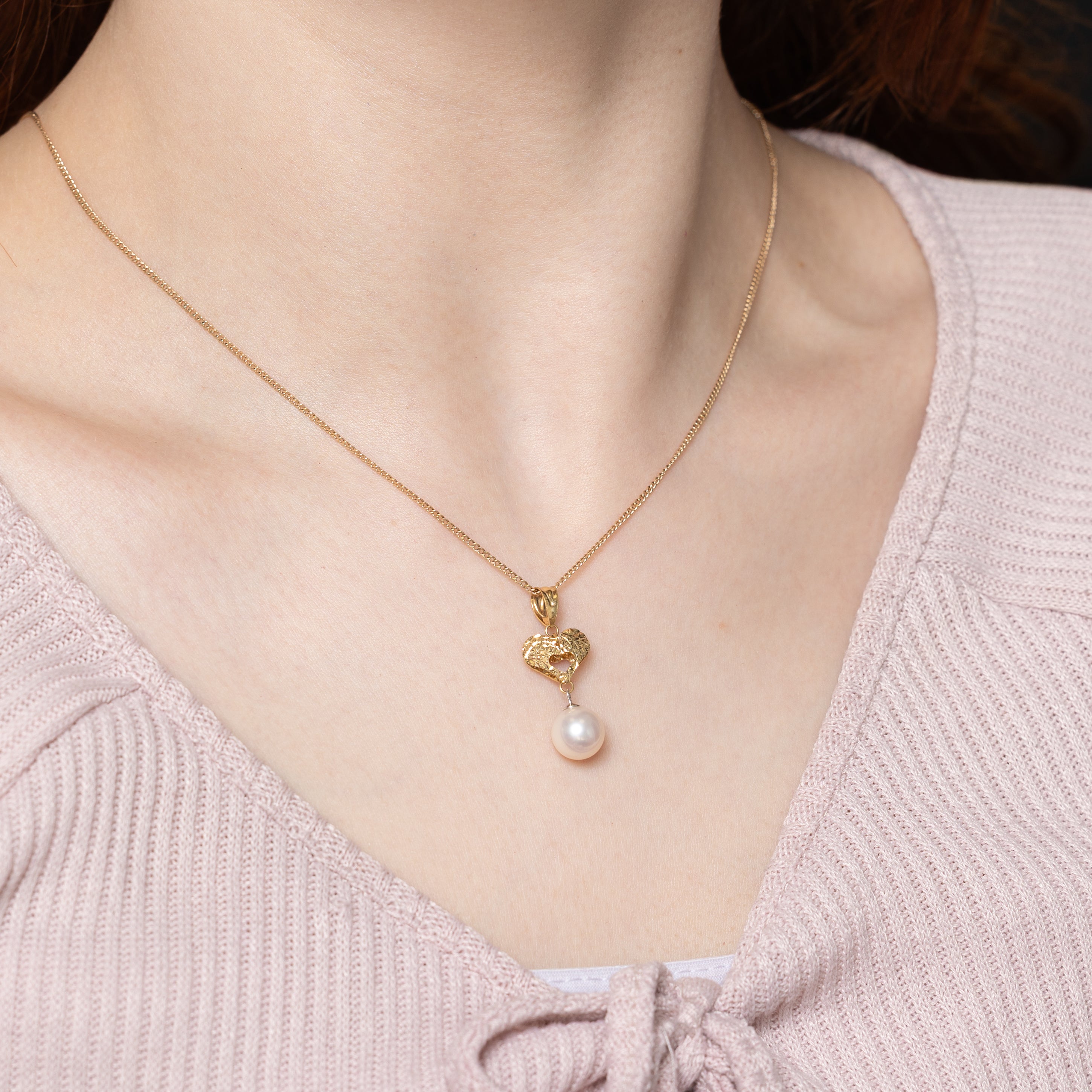 Pearl Dangle Heart Pendant