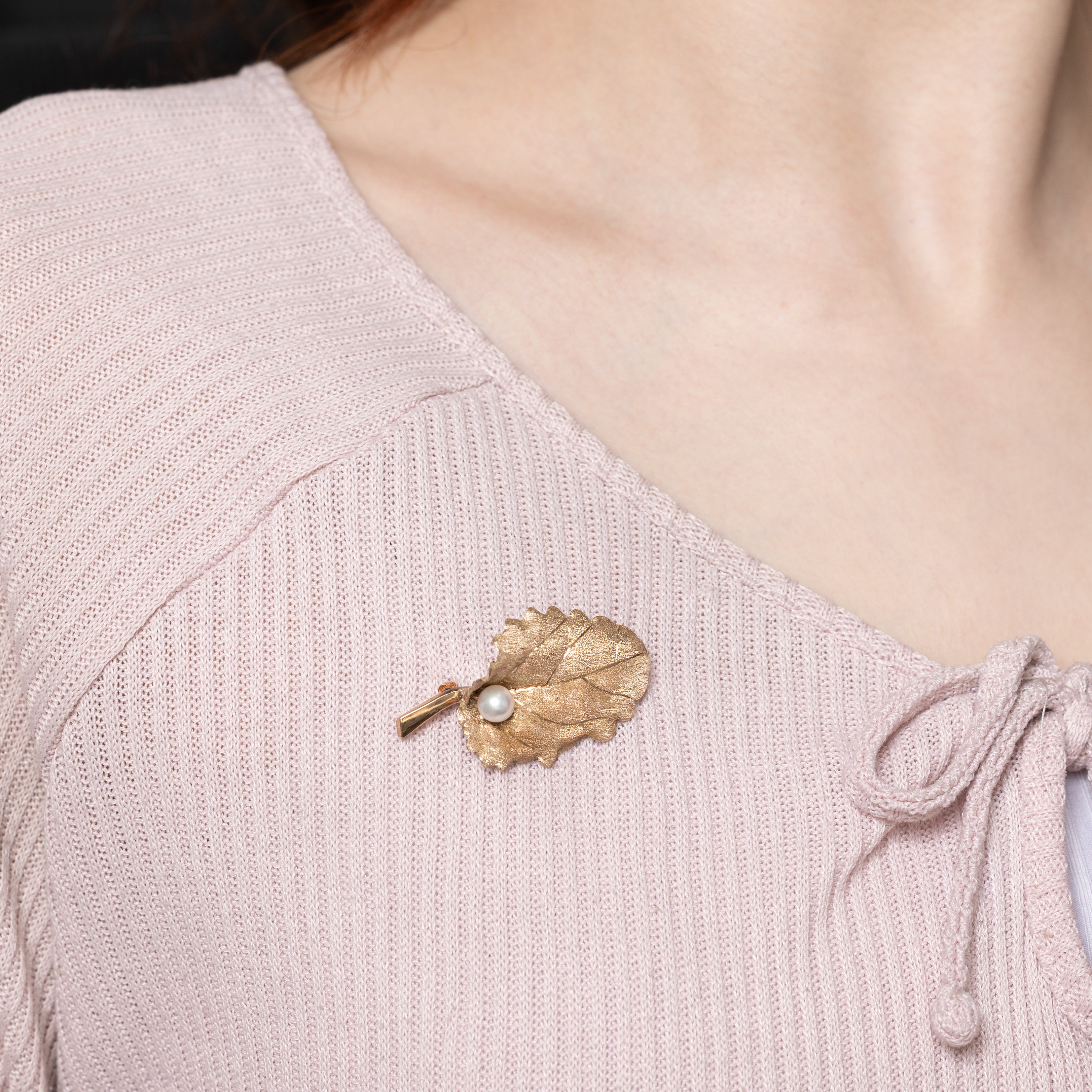 Pearl Leaf Brooch