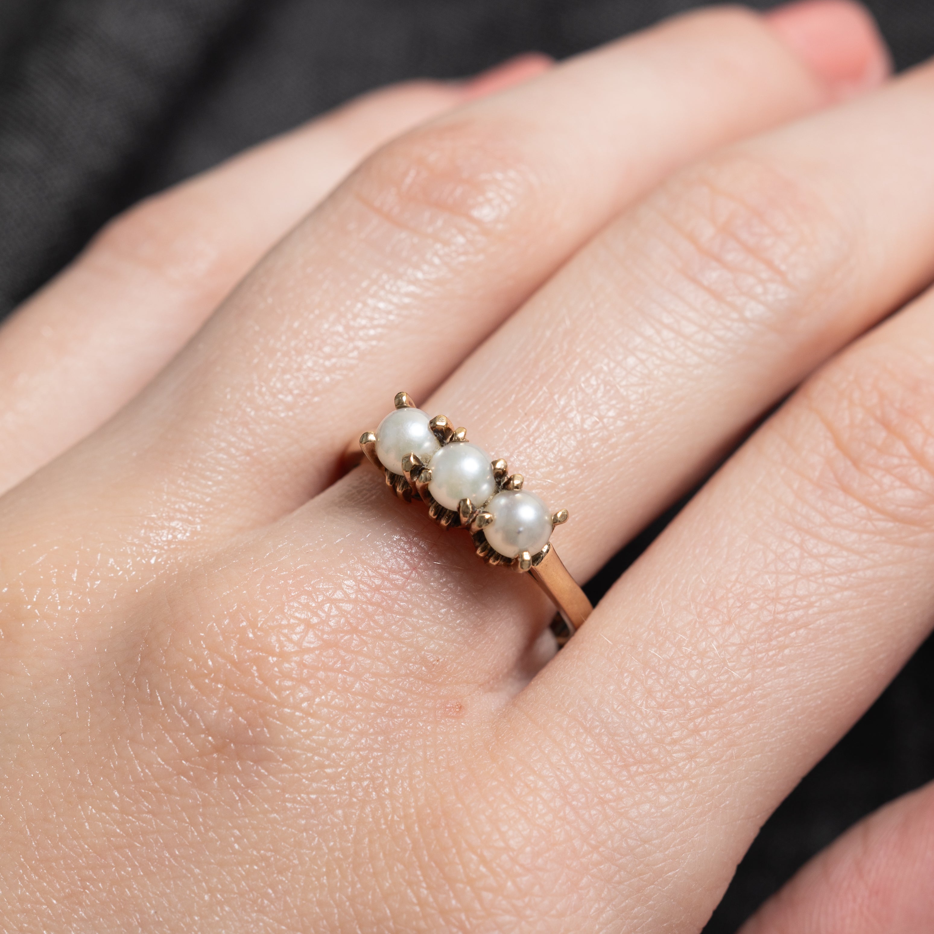 Three Stone Pearl Ring | SZ 8.75 |