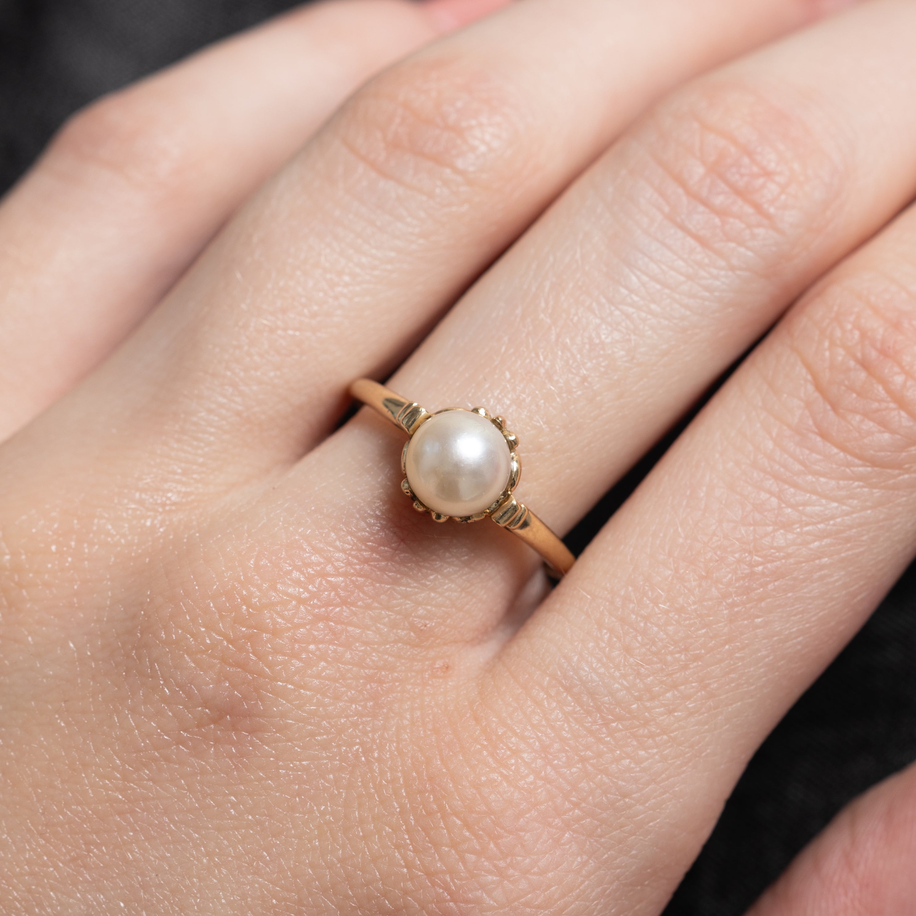 Bague solitaire perle « Birks » | Taille 8,5 