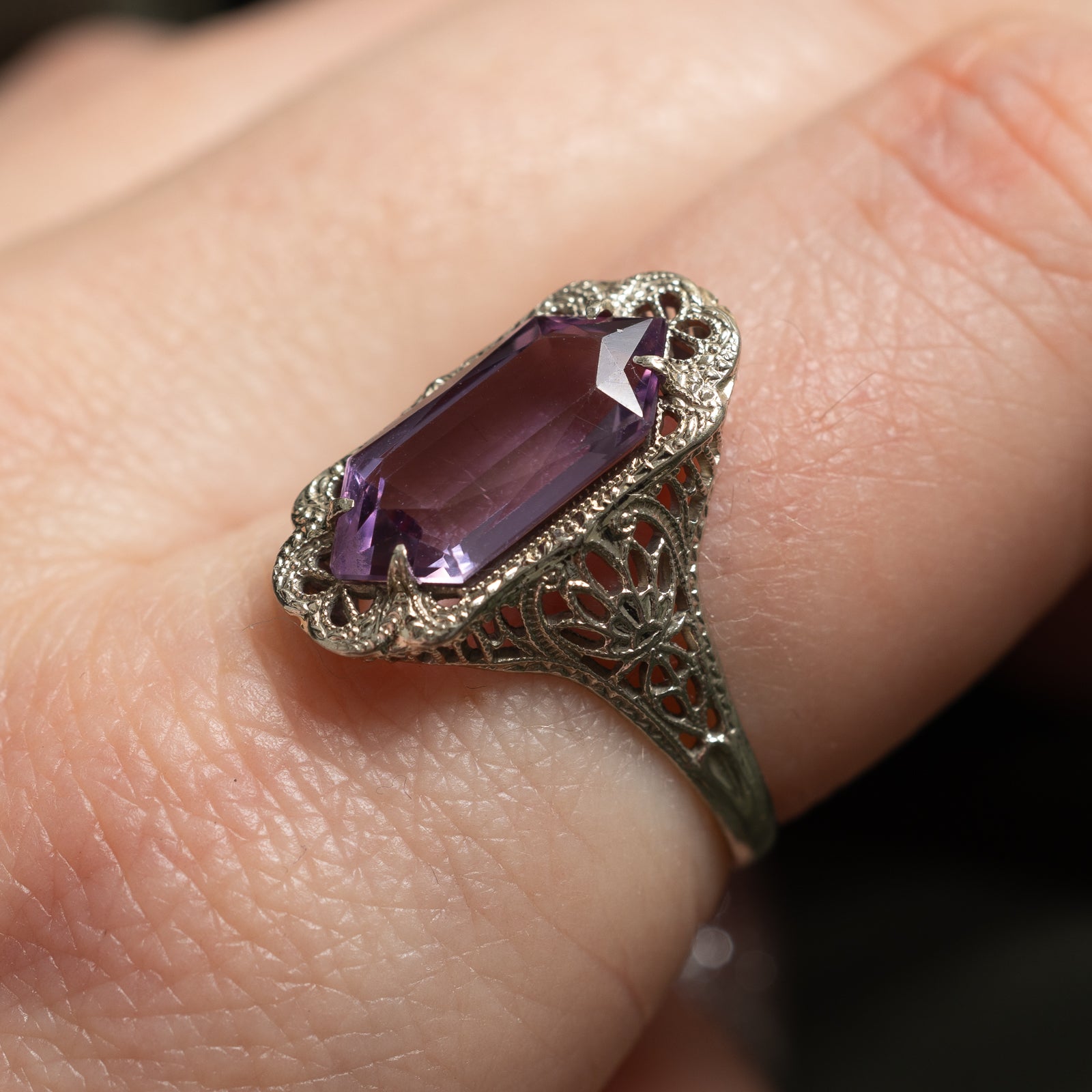 Bague vintage en améthyste filigranée | 2,00 ct | Taille 7,25 | 