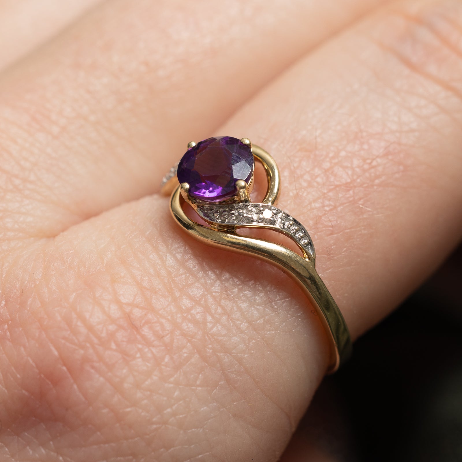Amethyst & Diamond Bypass Ring | 0.70ct, 0.005ctw | SZ 8.5 |