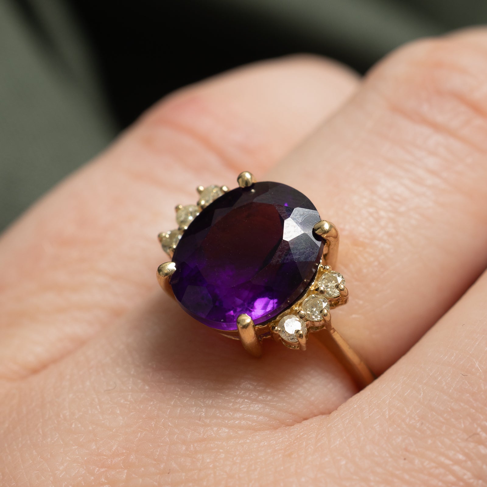 Bague cocktail améthyste et diamants | 4,10 ct, 0,20 ct au total | Taille 4,25 | 