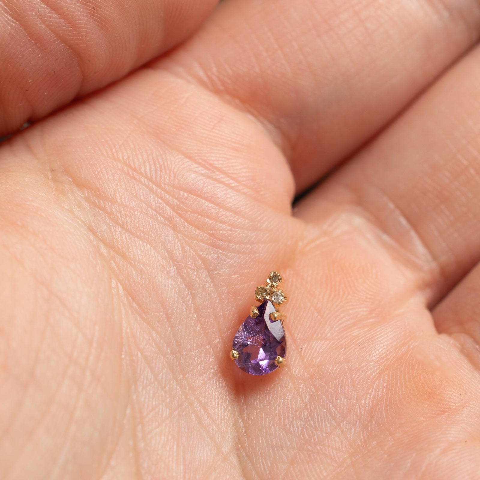 Pear Cut Amethyst & Diamond Pendant | 0.70ct, 0.01ctw |