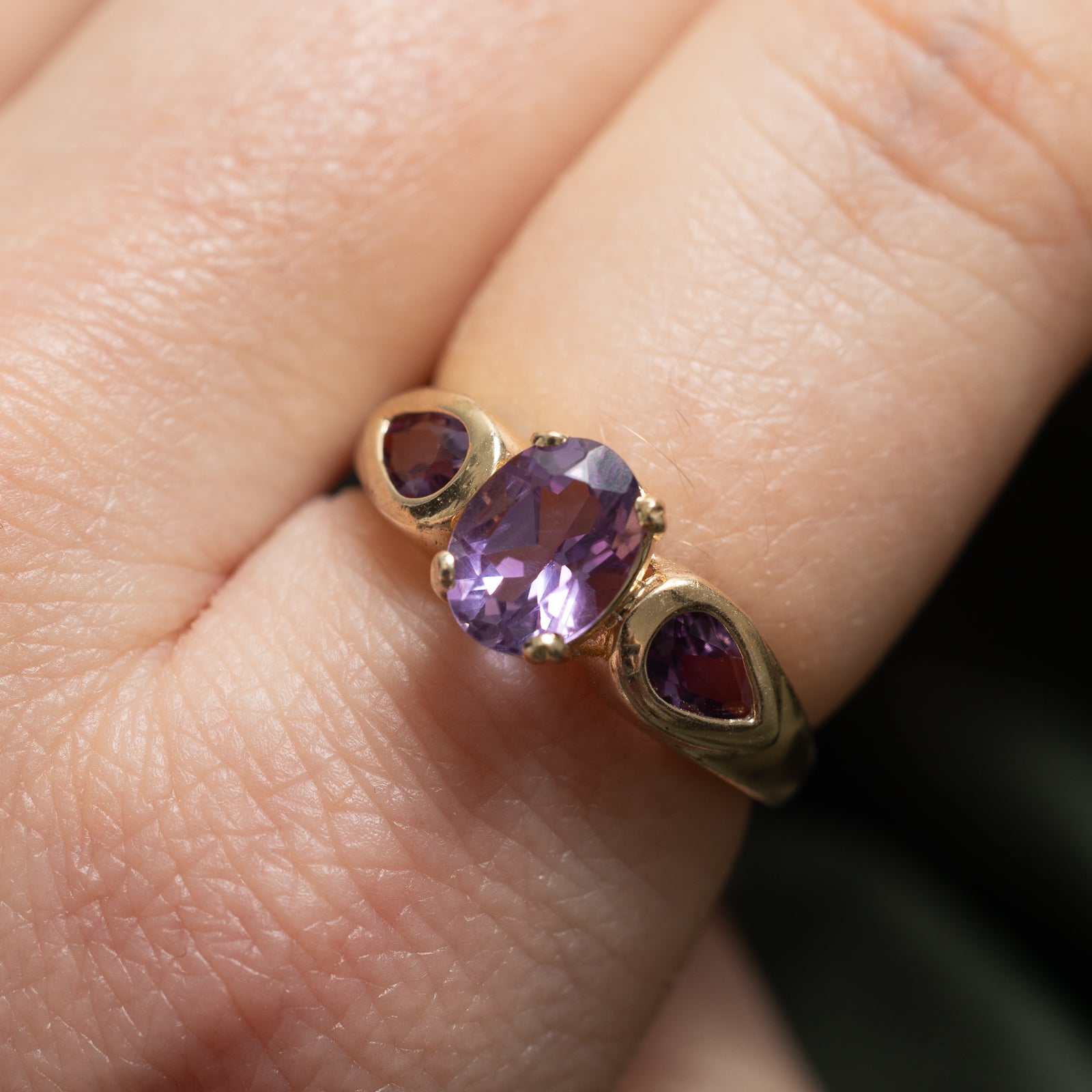 Bague trois pierres en améthyste | 1,5 ct au total | Taille 7 |