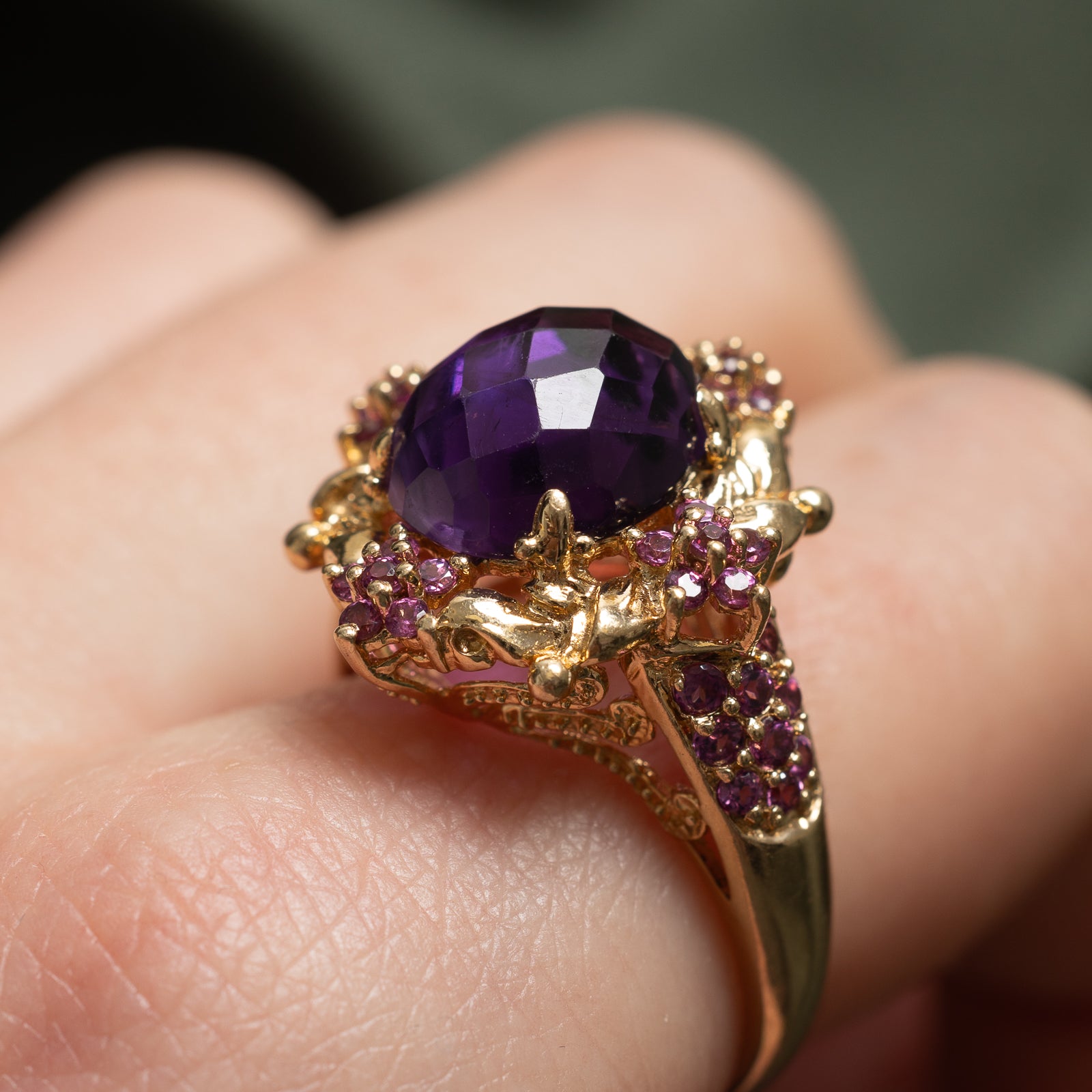 Vintage Amethyst Cocktail Ring | 5.00ct, 0.70ctw | SZ 8 |