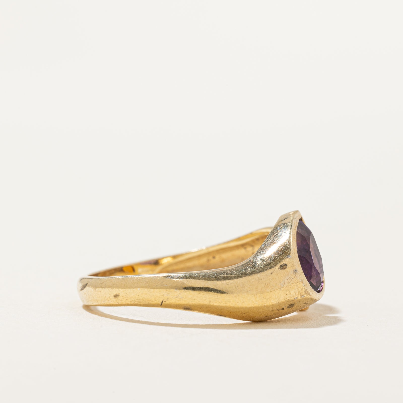 Bezel Set Amethyst & Pear Toi et Moi Ring | 0.70ct, 0.30ct | SZ 7.5 |