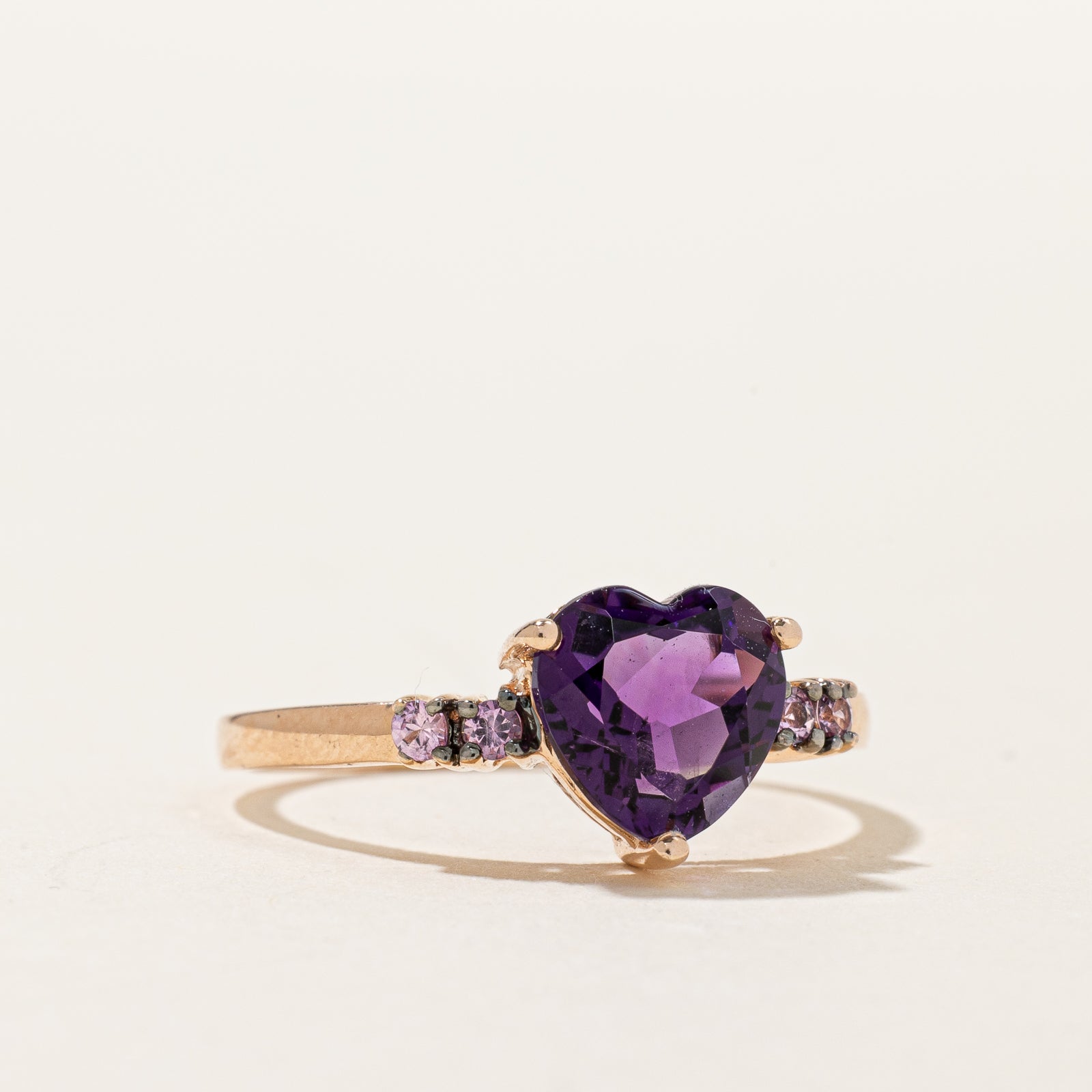 Heart Cut Amethyst & Synthetic Sapphire Ring | 1.20ct, 0.04ctw | SZ 8.5 |