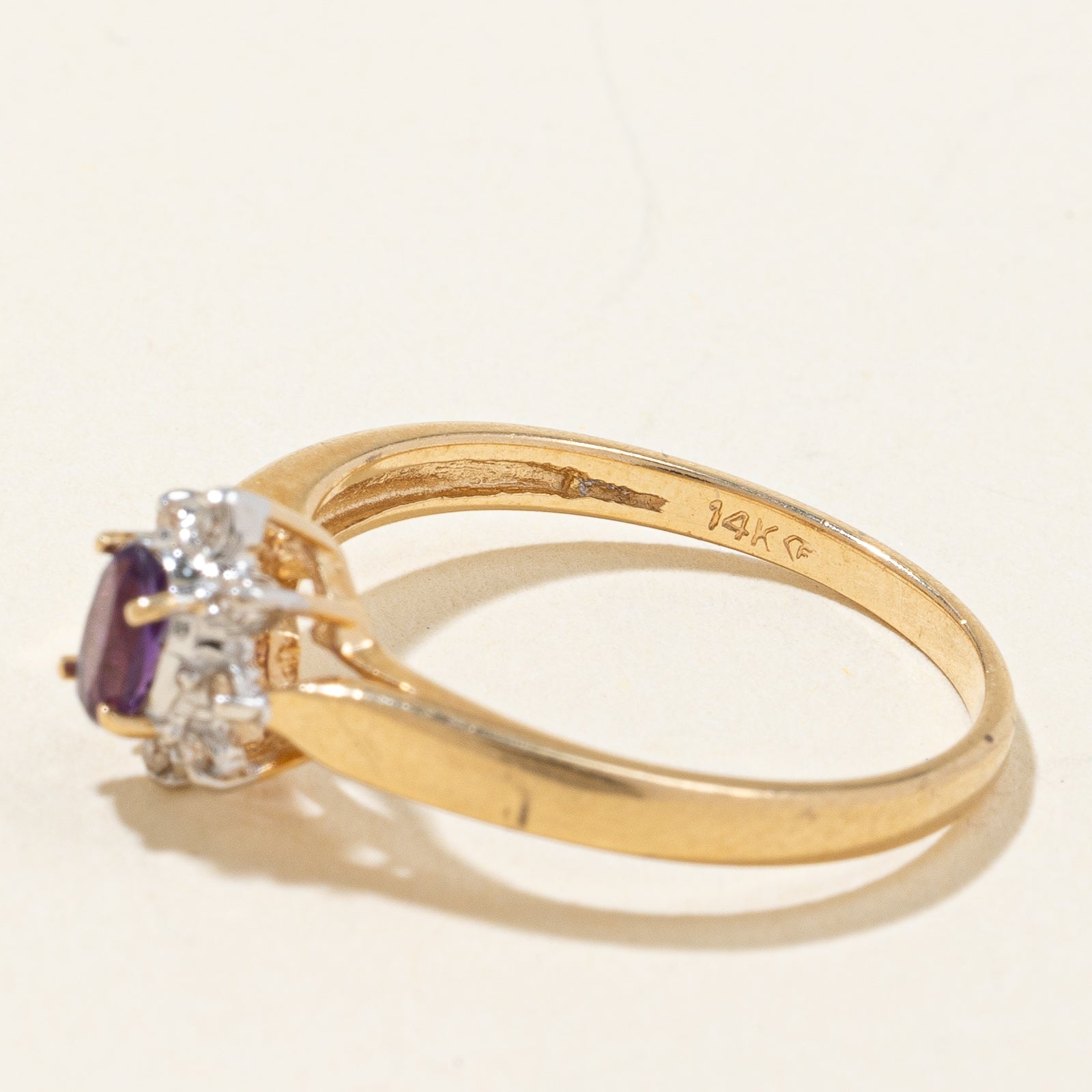Amethyst & Diamond Halo Ring | 0.12ct, 0.04ctw | SZ 7.25 |