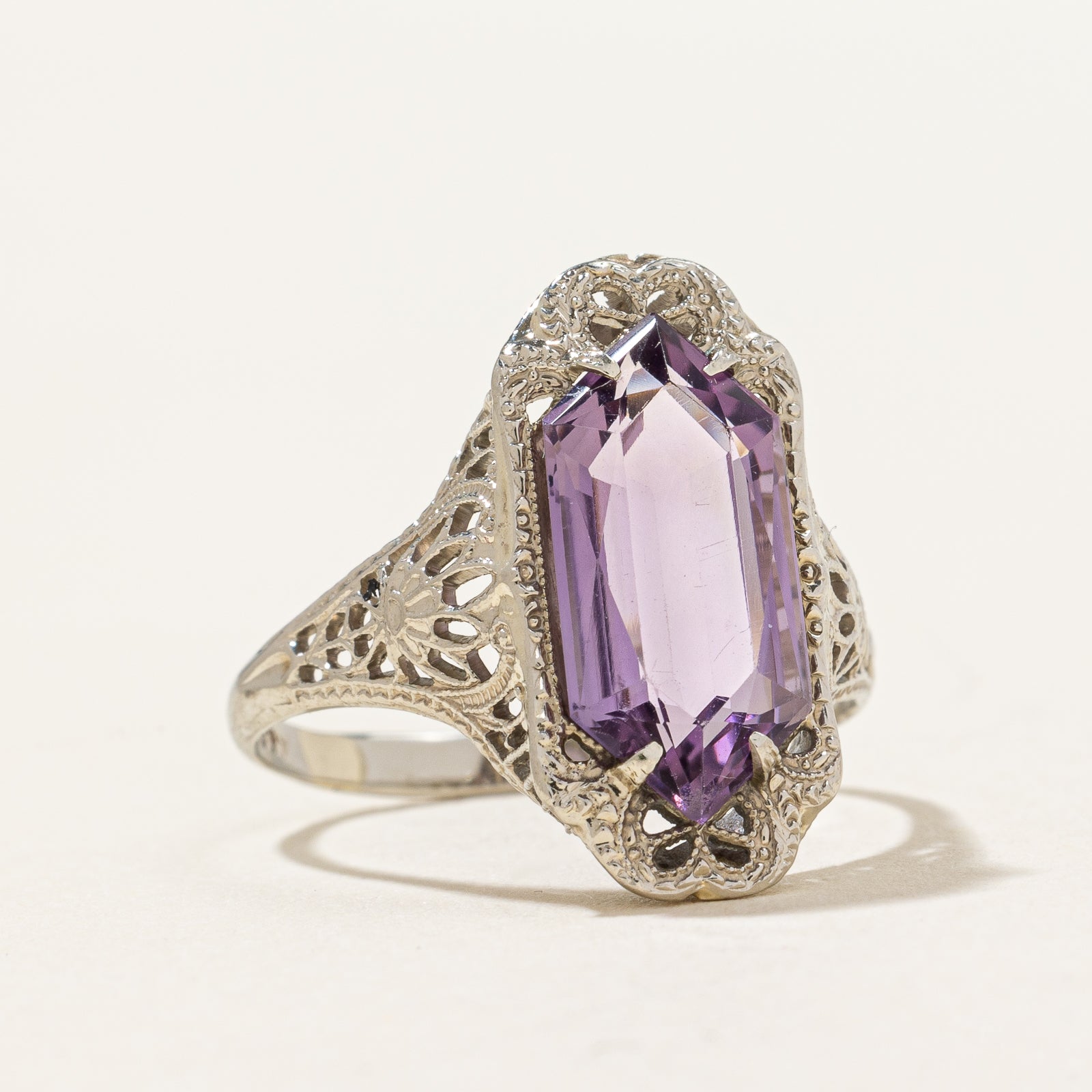 Bague vintage en améthyste filigranée | 2,00 ct | Taille 7,25 | 