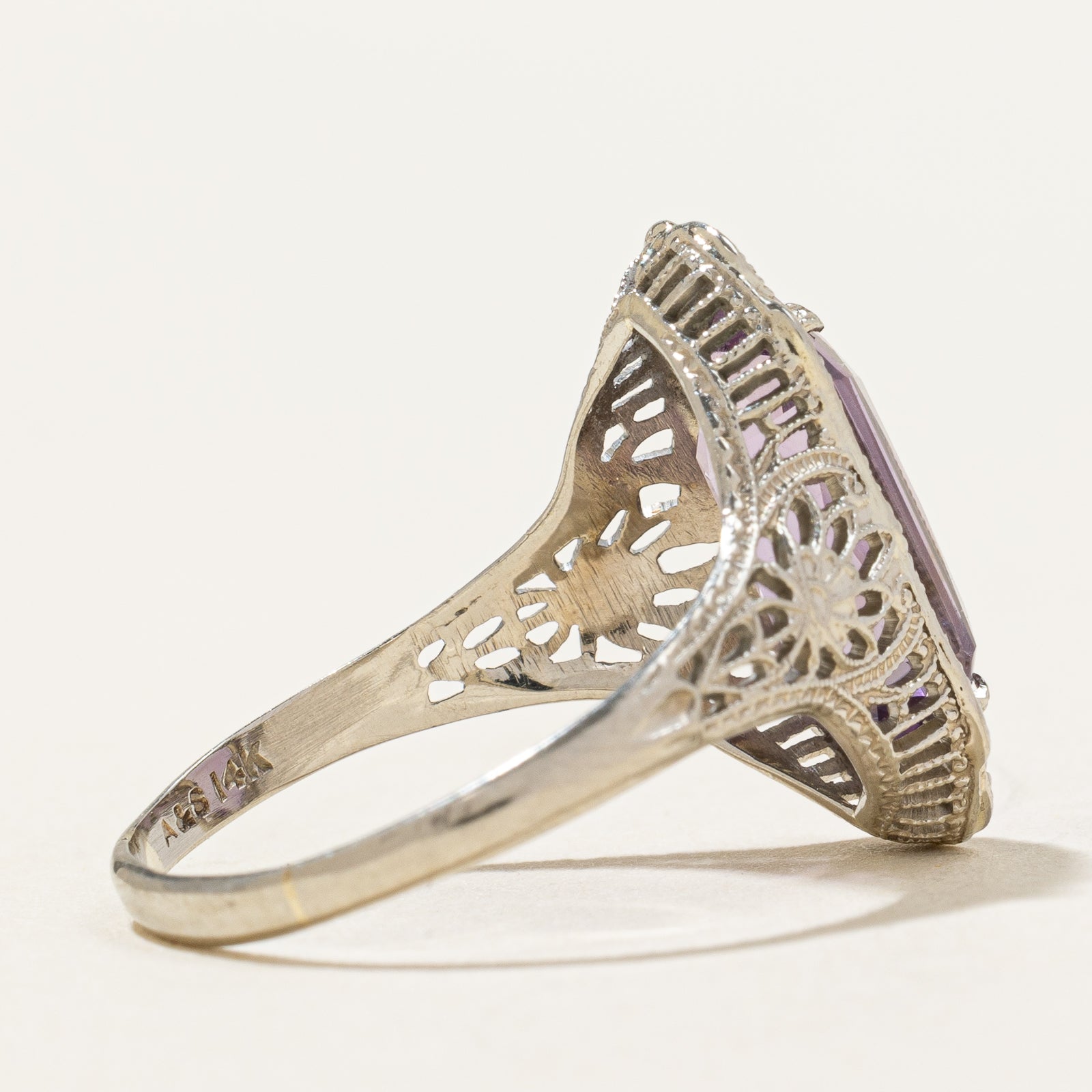Bague vintage en améthyste filigranée | 2,00 ct | Taille 7,25 | 