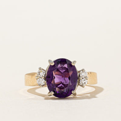 Oval Cut Amethyst & Diamond Ring | 1.80ct, 0.15ctw | SZ 6.25 |