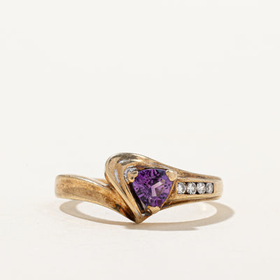 Trilliant Cut Amethyst & Diamond Ring | 0.30ct, 0.05ctw | SZ 8.5 |