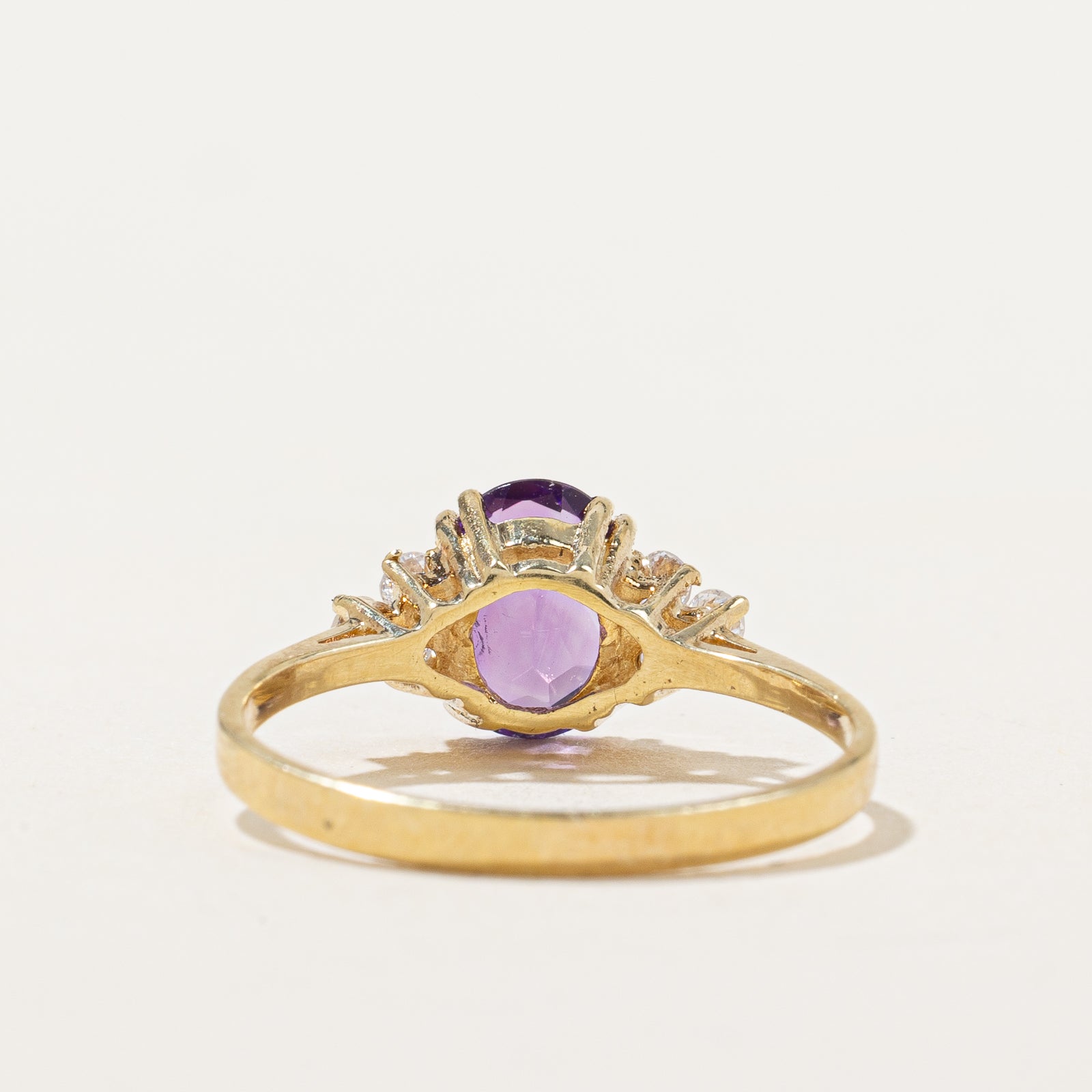 Oval Cut Amethyst & Diamond Ring | 1.00ct, 0.18ctw | SZ 7.25 |