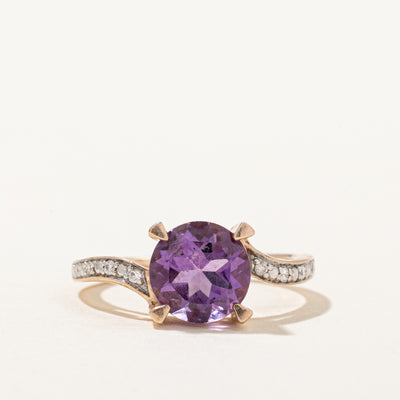 Round Amethyst & Diamond Bypass Ring | 1.60ct, 0.05ctw | SZ 6.75 |
