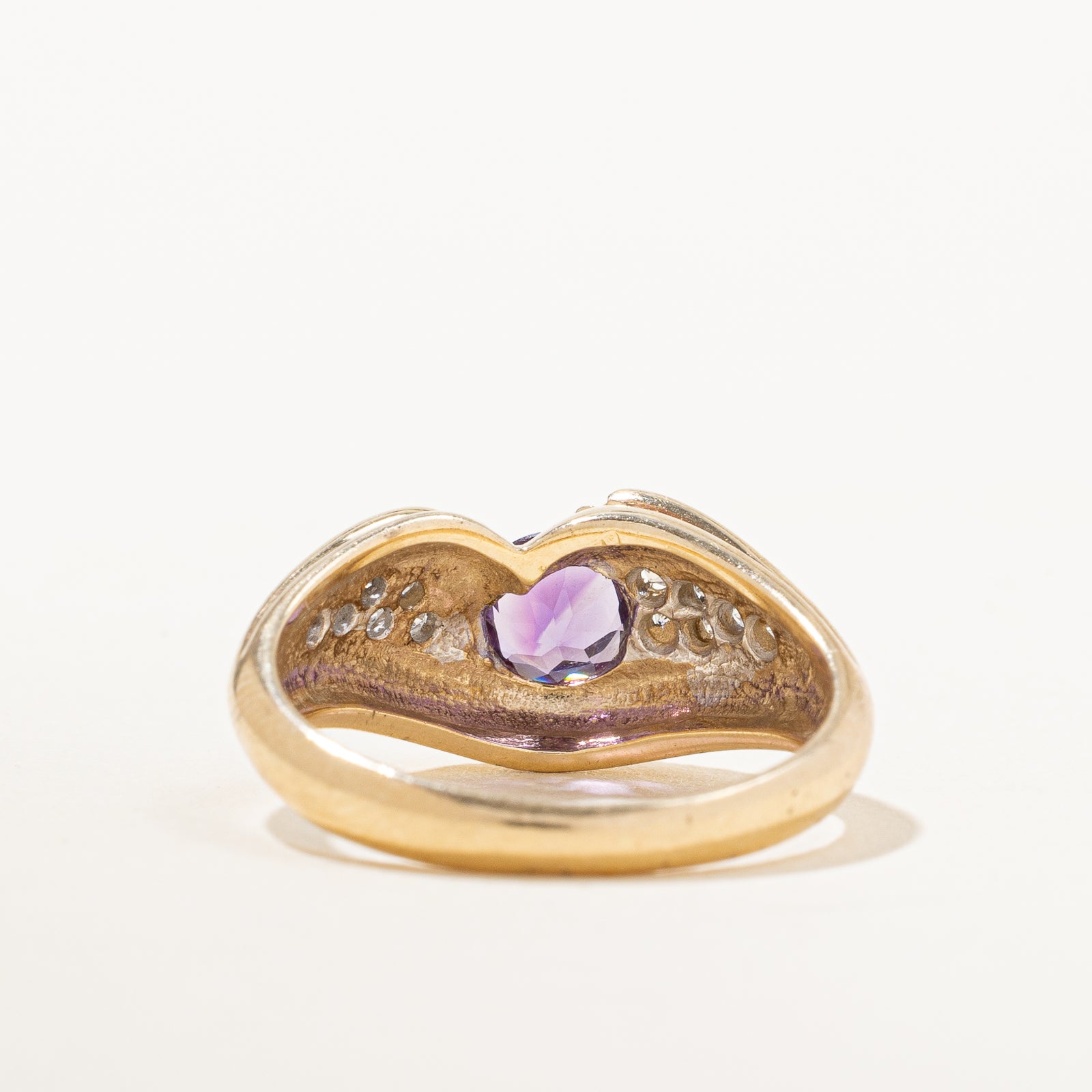 Semi Bezel Amethyst & Diamond Tapered Ring | 0.44ctm 0.07ctw | SZ 5.5 |