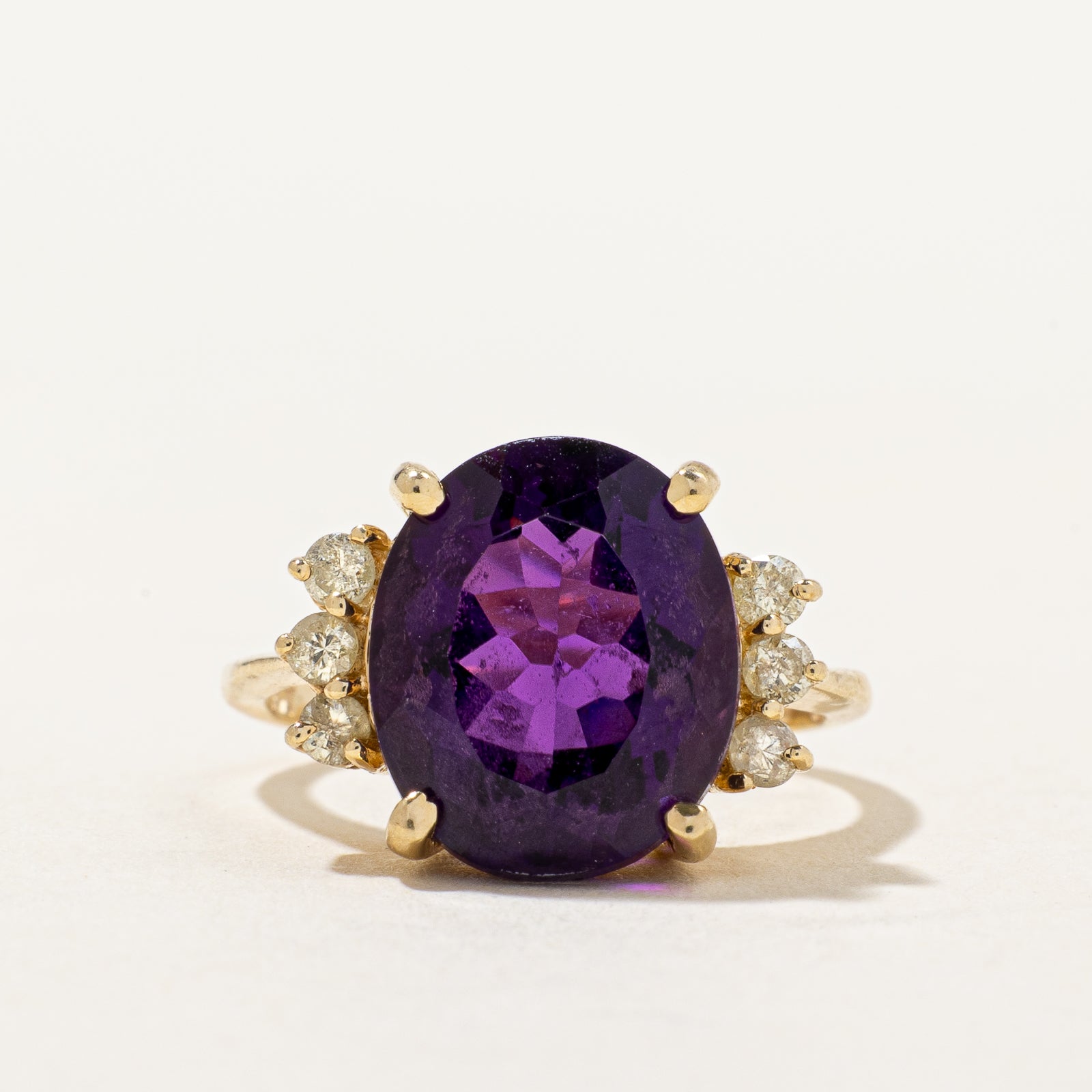 Bague cocktail améthyste et diamants | 4,10 ct, 0,20 ct au total | Taille 4,25 | 