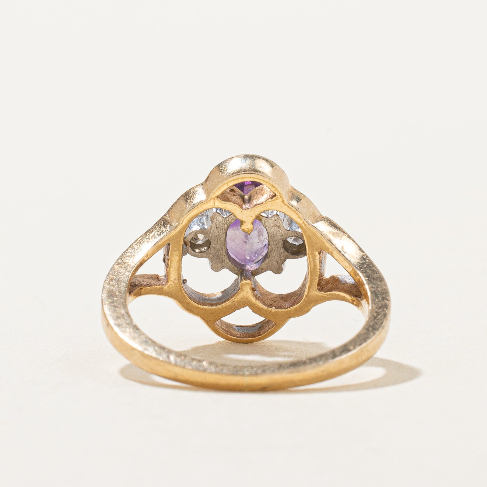 Amethyst & Diamond Open Shank Ring | 0.42ct, 0.05ctw | SZ 2 |