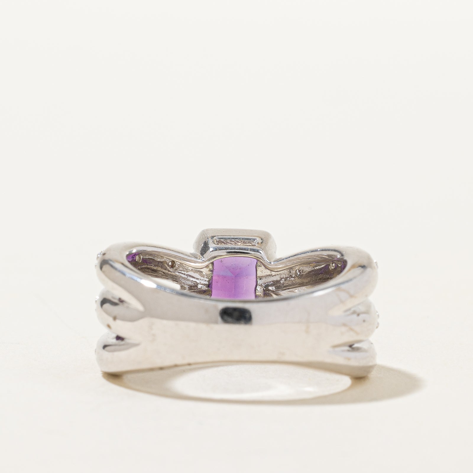 Amethyst & Diamond Reverse Tapered RIng | 1.30ct, 0.05ctw | SZ 6.5 |