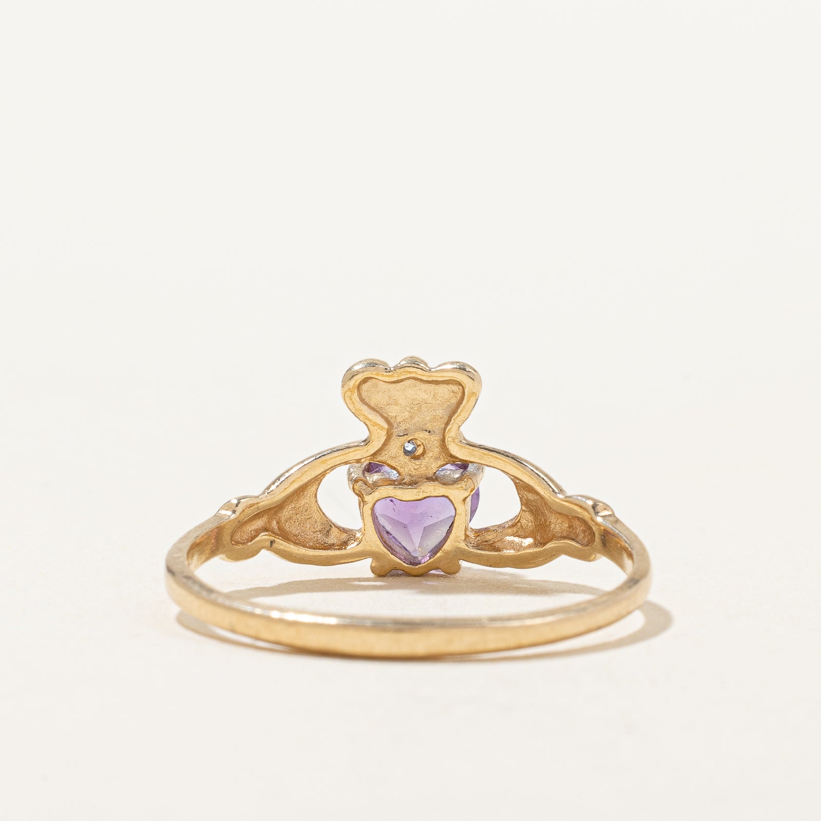 Amethyst & Diamond Claddagh Ring | 0.30ct, 0.005ct | SZ 8.25 |