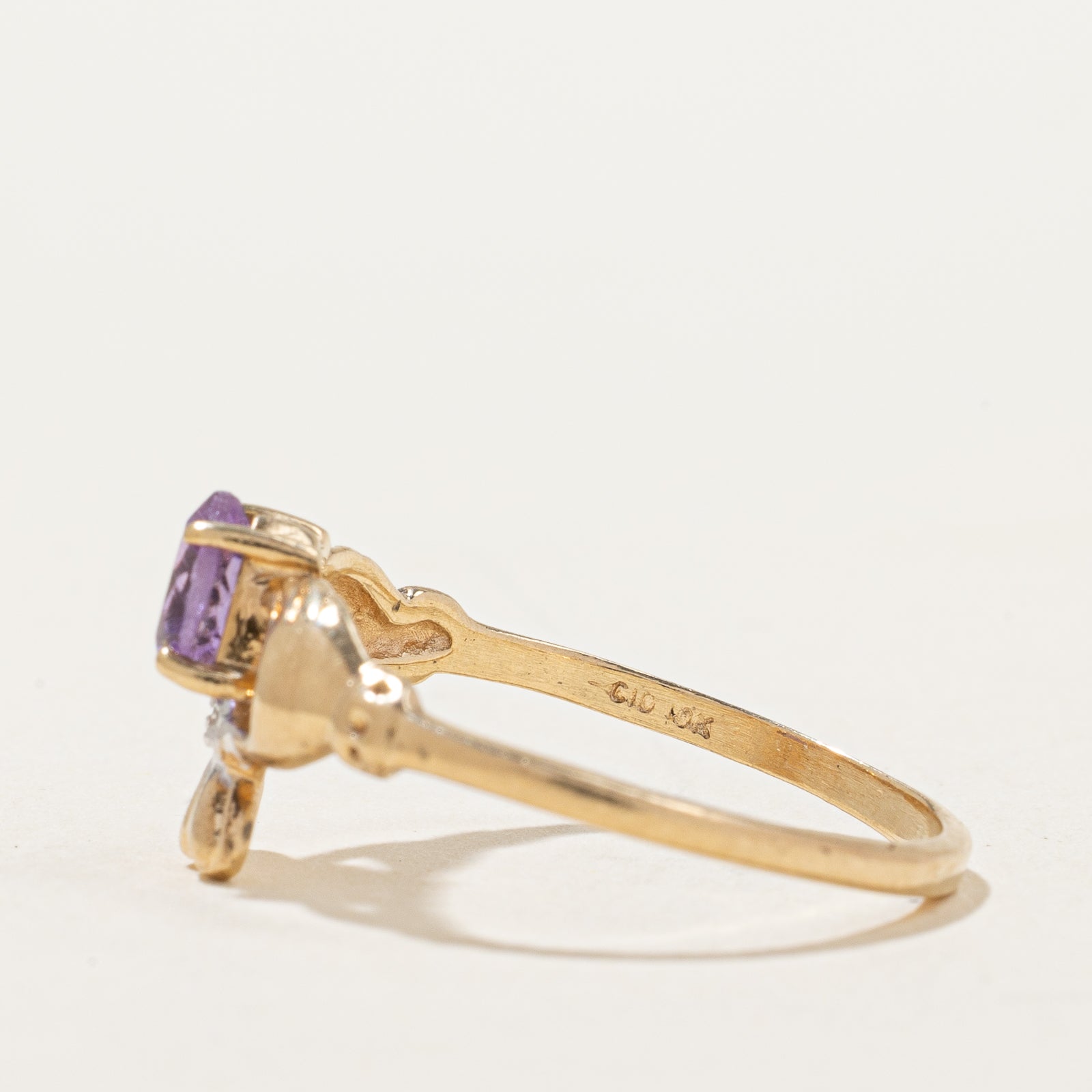 Amethyst & Diamond Claddagh Ring | 0.30ct, 0.005ct | SZ 8.25 |