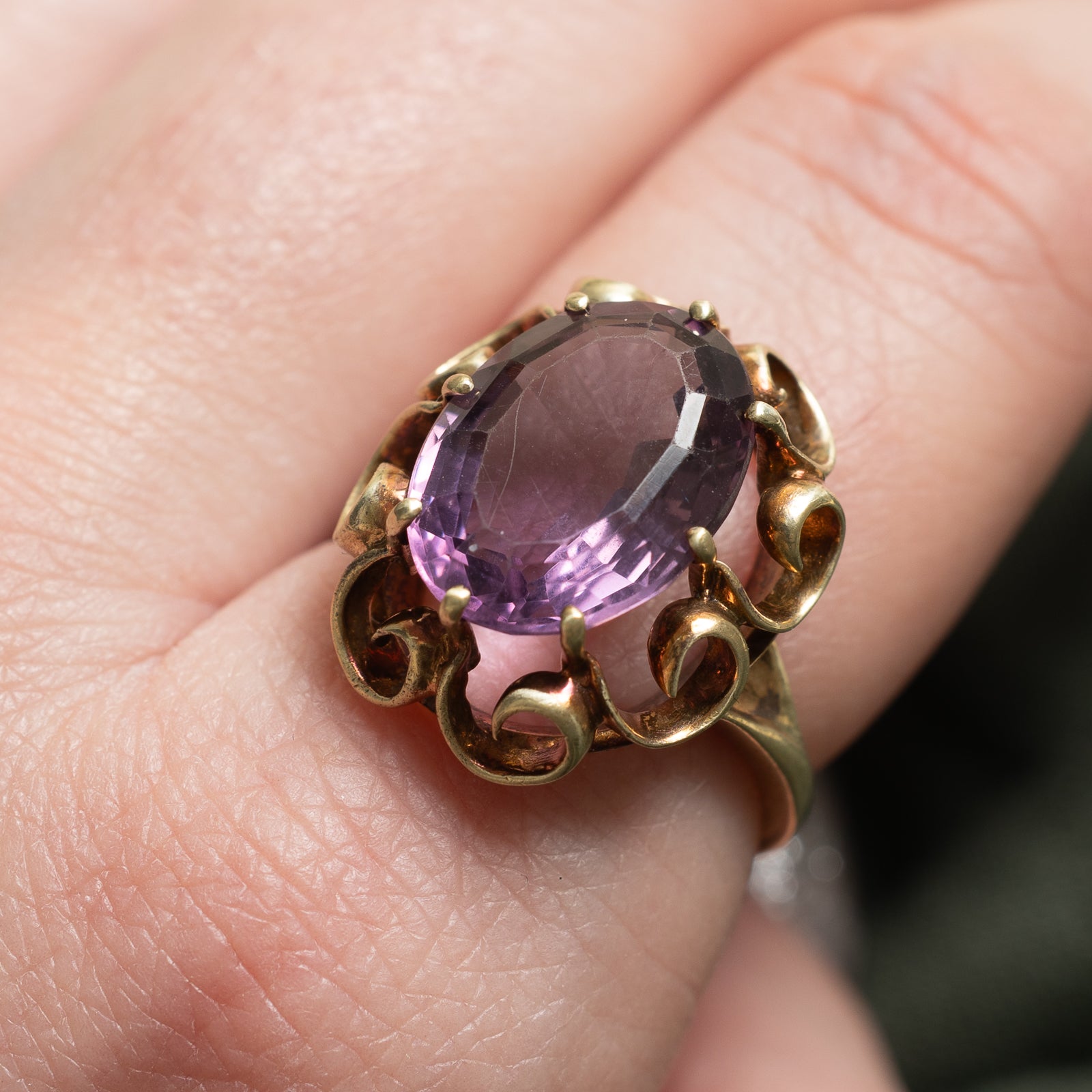 Amethyst Ornate Cocktail Ring | 5.30ct | SZ 7.25 |