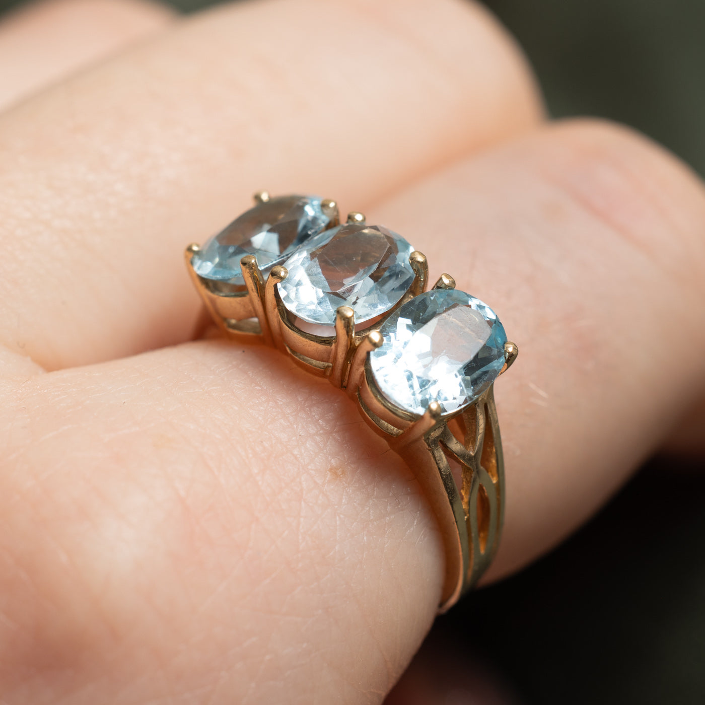 Bague cocktail trois pierres topaze | 3,85 ct | Taille 7 | 