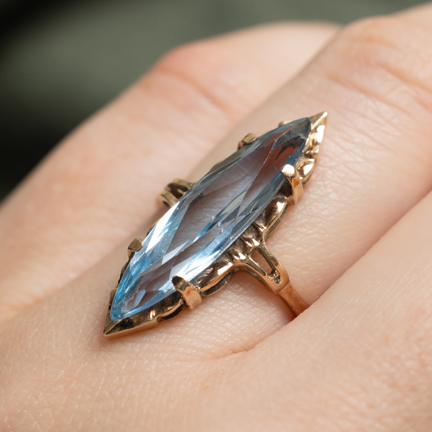 Synthetic Spinel Navette Ring | 4.00ct | SZ 6 |