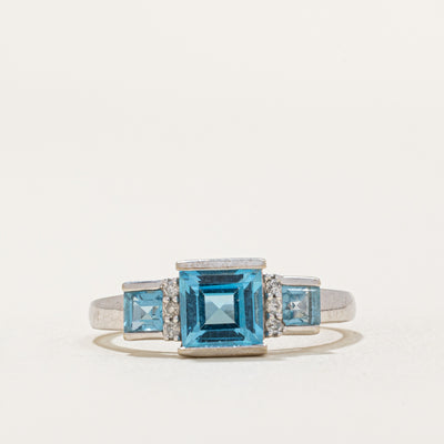 Three Stone Topaz & Diamond Ring | 1.34ctw, 0.05ctw | SZ 7.25 |