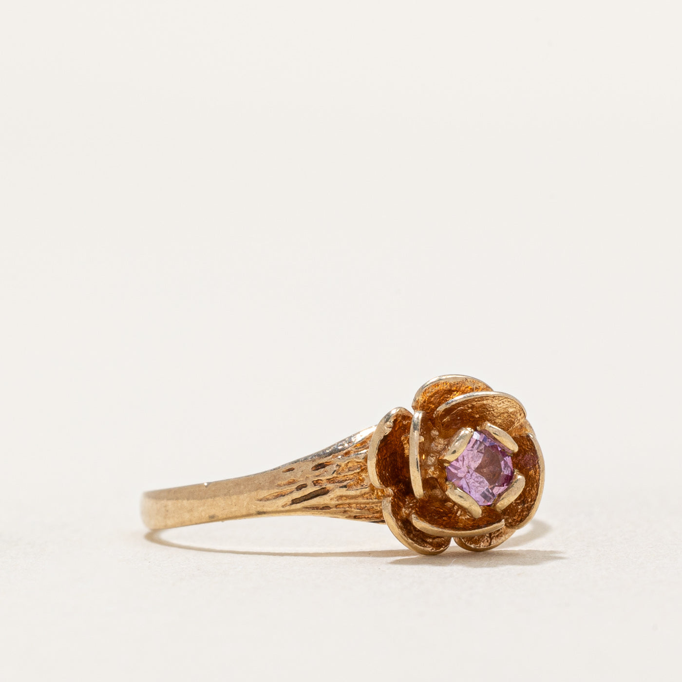 Bague fleur en saphir rose synthétique | 0,06 ct | Taille 5,25 | 