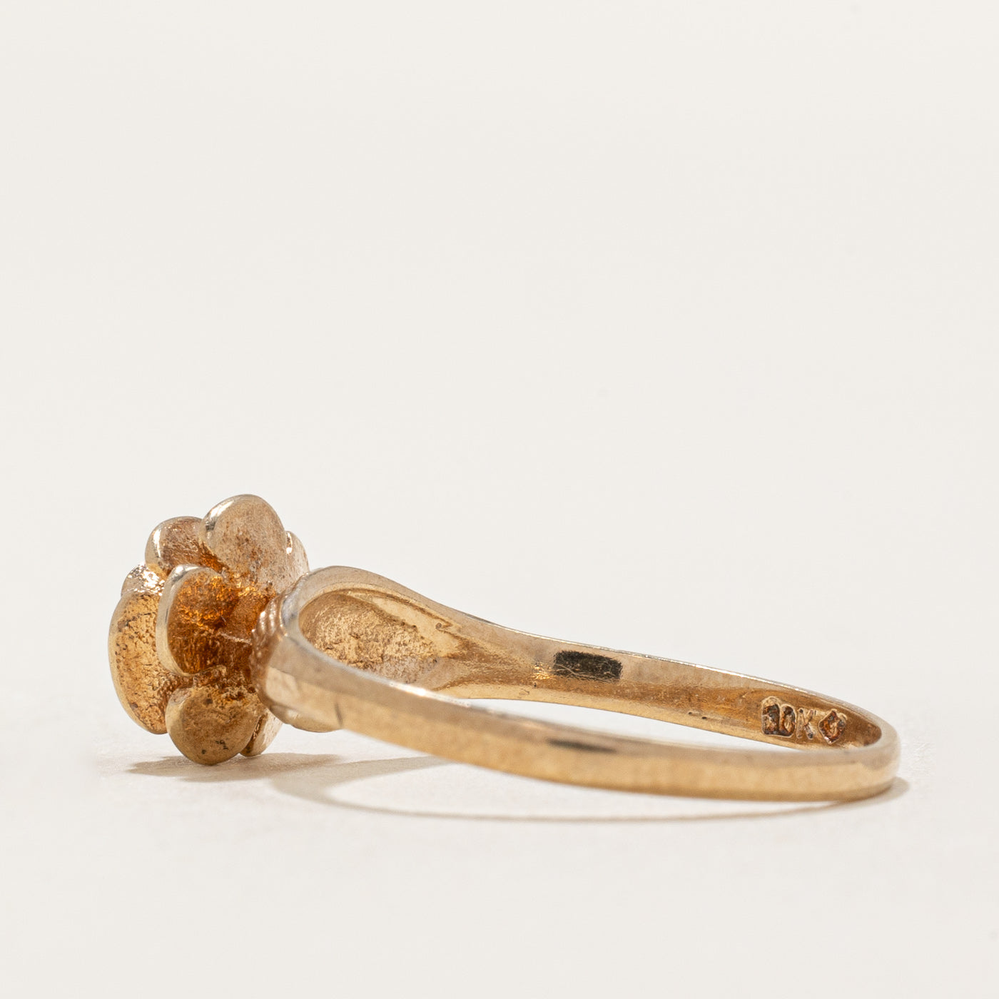 Bague fleur en saphir rose synthétique | 0,06 ct | Taille 5,25 | 