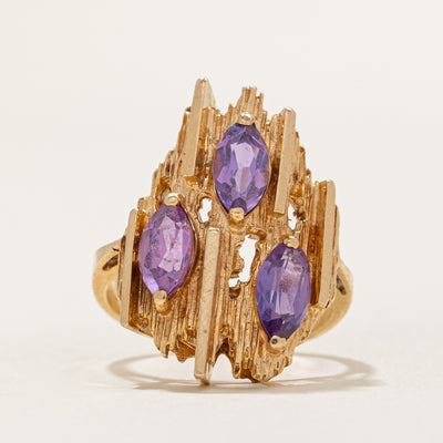 Synthetic Purple Sapphire Textured Cocktail Ring | 1.80ctw | SZ 6.75 |
