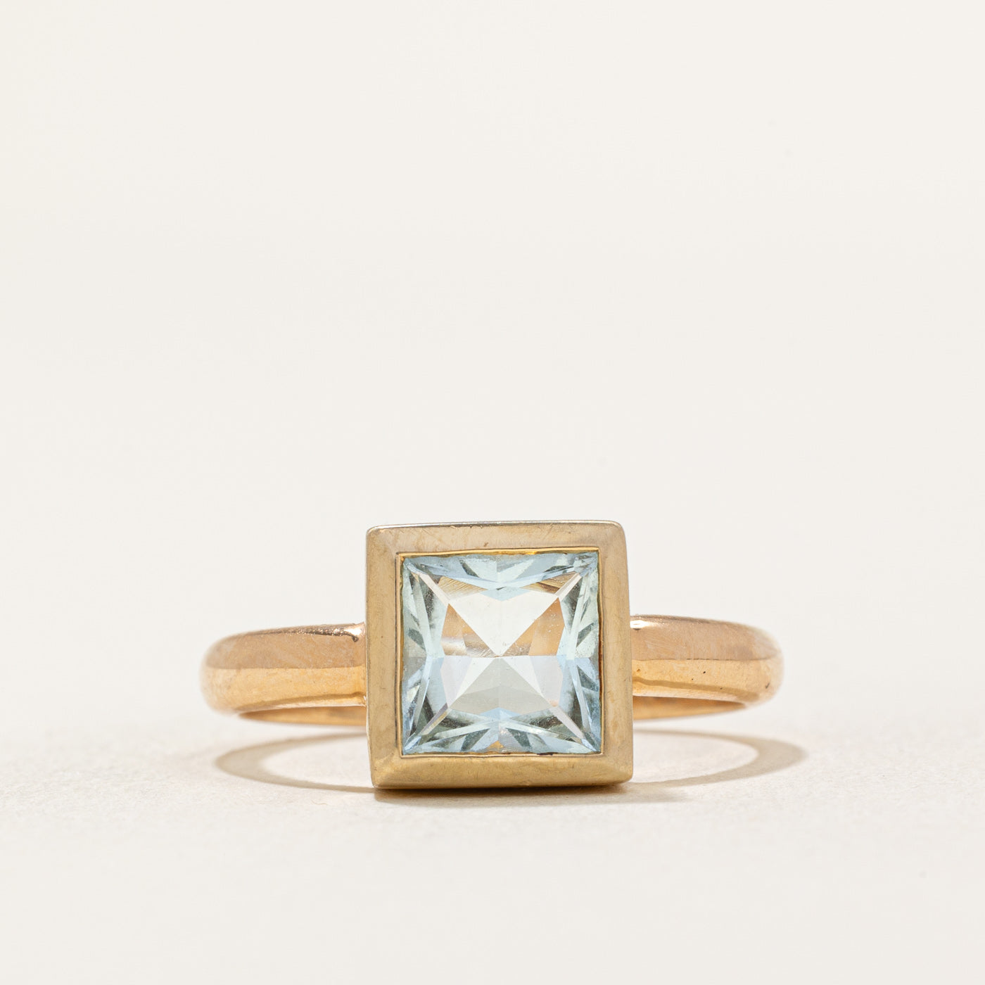 Bezel Set Square Cut Aquamarine Ring | 1.30ct | SZ 6.75 |