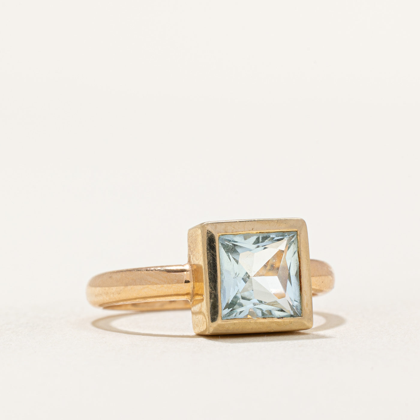 Bezel Set Square Cut Aquamarine Ring | 1.30ct | SZ 6.75 |