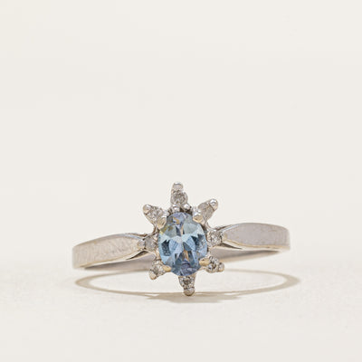 Aquamarine & Diamond Petal Ring | 0.25ct, 0.06ctw | SZ 5.75 |