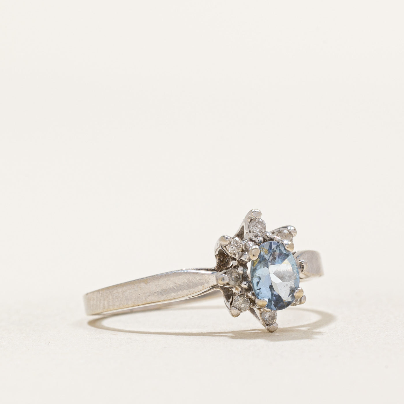 Aquamarine & Diamond Petal Ring | 0.25ct, 0.06ctw | SZ 5.75 |