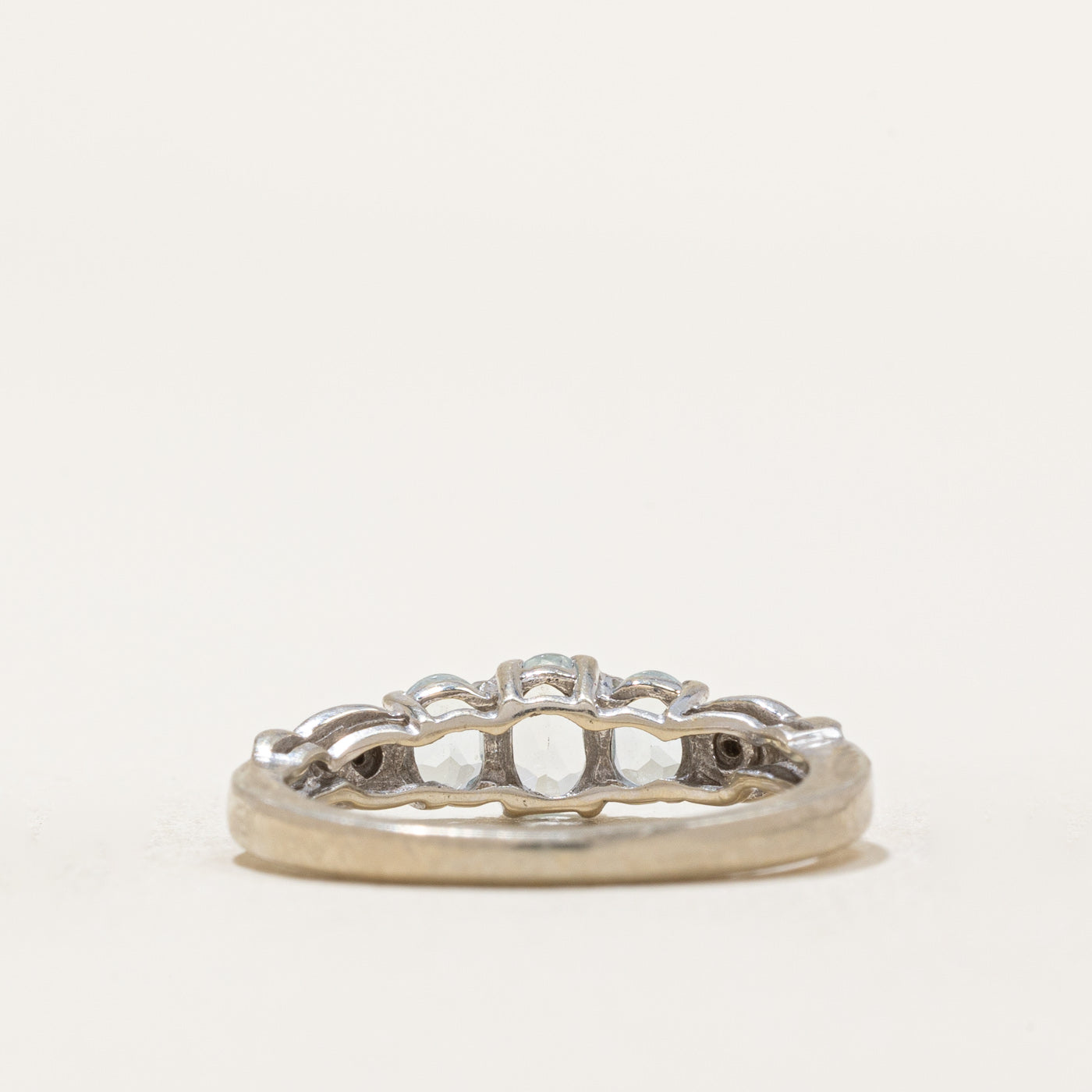Three Stone Aquamarine & Diamond Ring | 0.44ctw, 0.005ctw | SZ 4.5 |